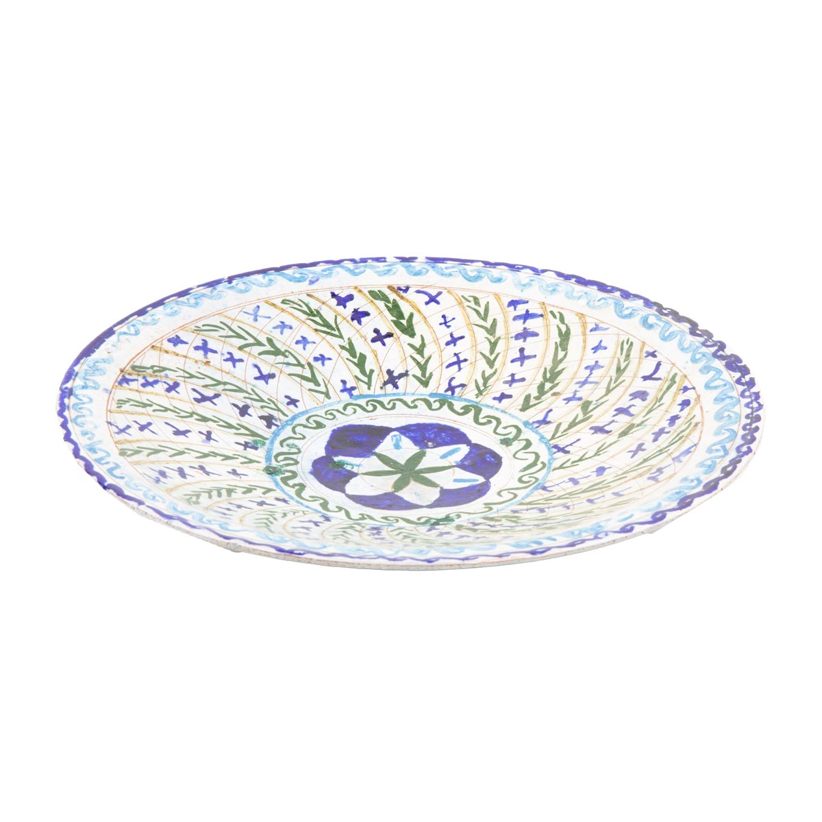 White Flat Fresh Fruit Ceramic Plate | Hand-Painted Traditional Patterned Plate