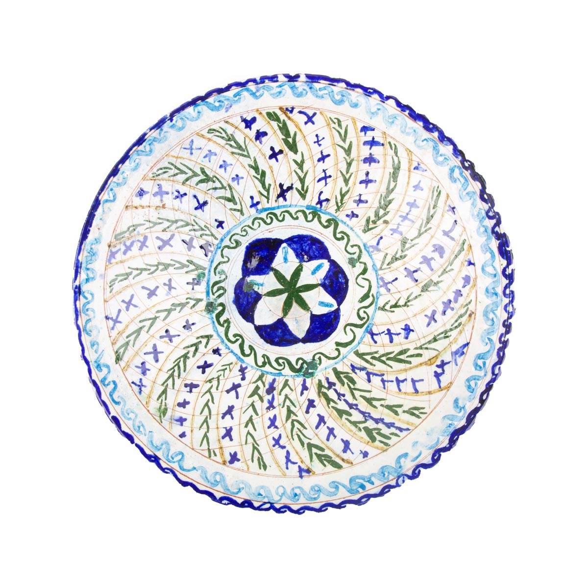 White Flat Fresh Fruit Ceramic Plate | Hand-Painted Traditional Patterned Plate