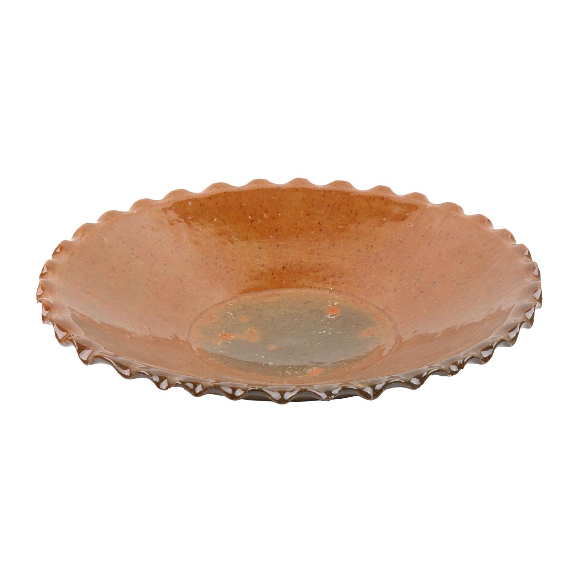 Brown Flat Fresh Fruit Ceramic Plate | Handmade Curled Edge Candy Plate