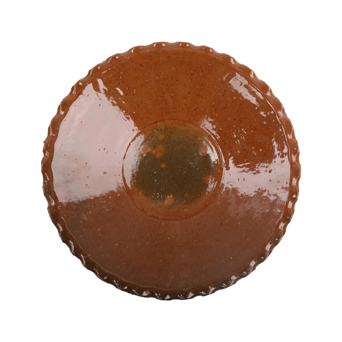 Brown Flat Fresh Fruit Ceramic Plate | Handmade Curled Edge Candy Plate