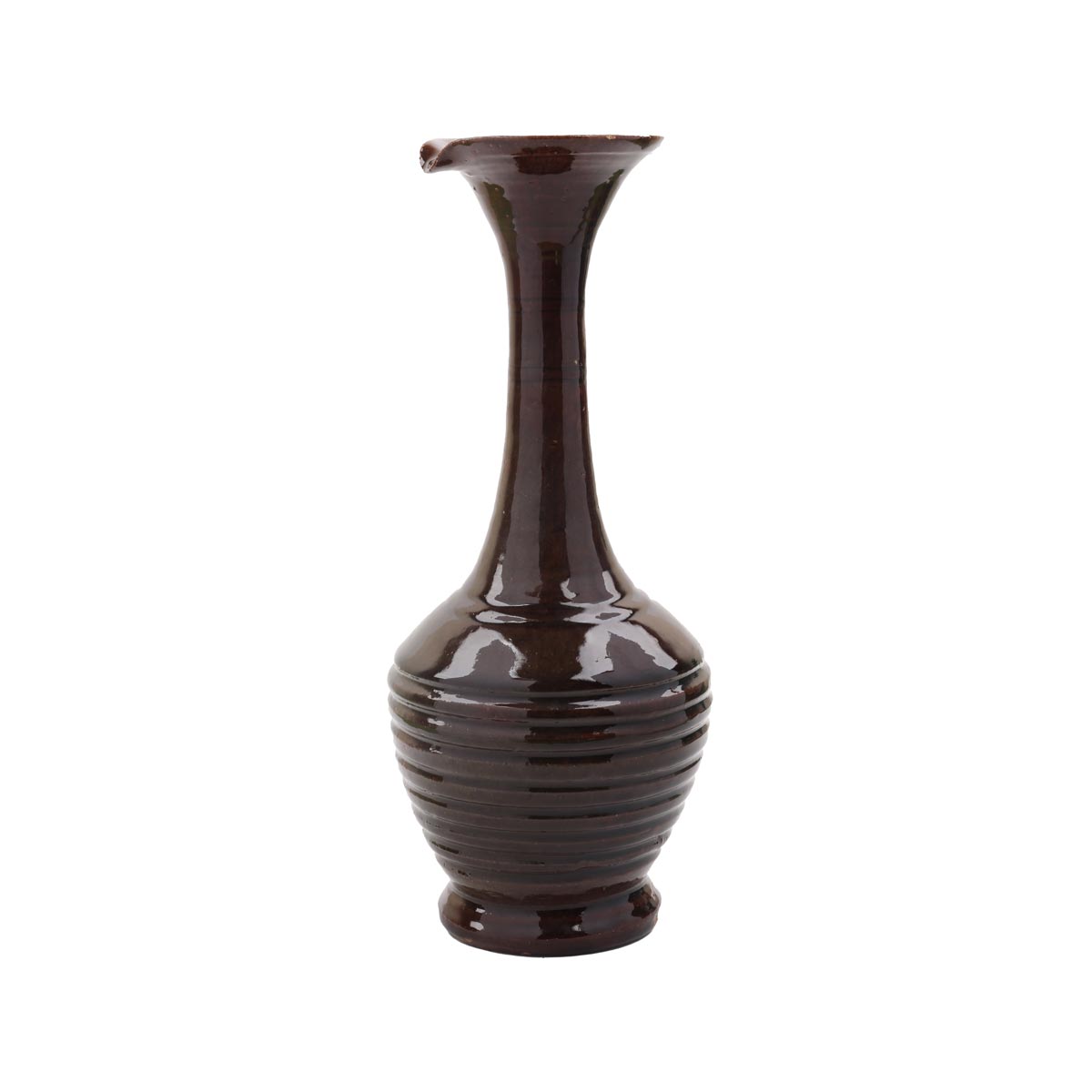 Chocolate Brown Antique Pottery Vase | Handmade Rustic Ceramic Flower Vase
