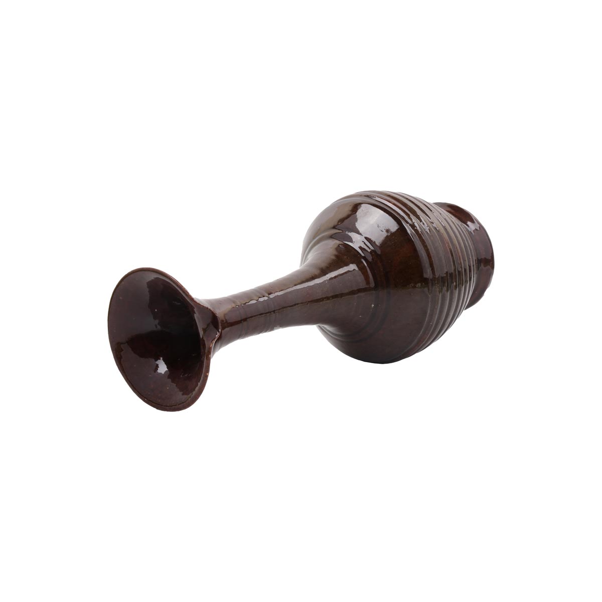 Chocolate Brown Antique Pottery Vase | Handmade Rustic Ceramic Flower Vase