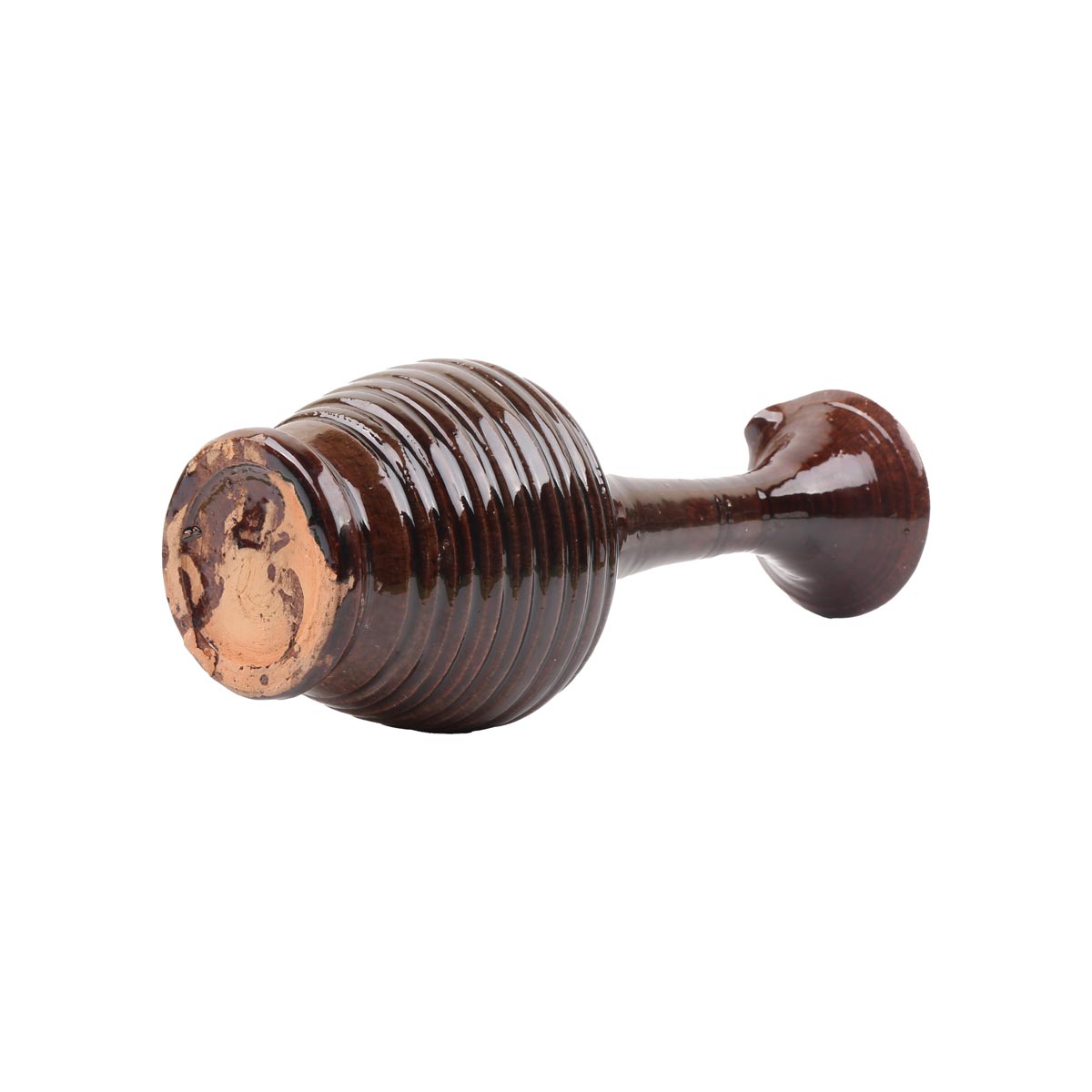Chocolate Brown Antique Pottery Vase | Handmade Rustic Ceramic Flower Vase