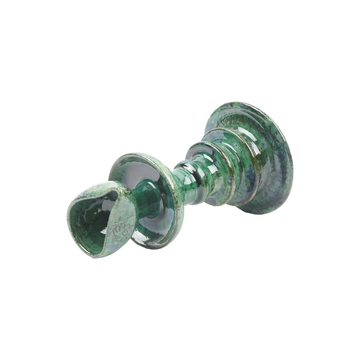 Green Ceramic Candle Holder | Handmade Fountain Design Candle Stand