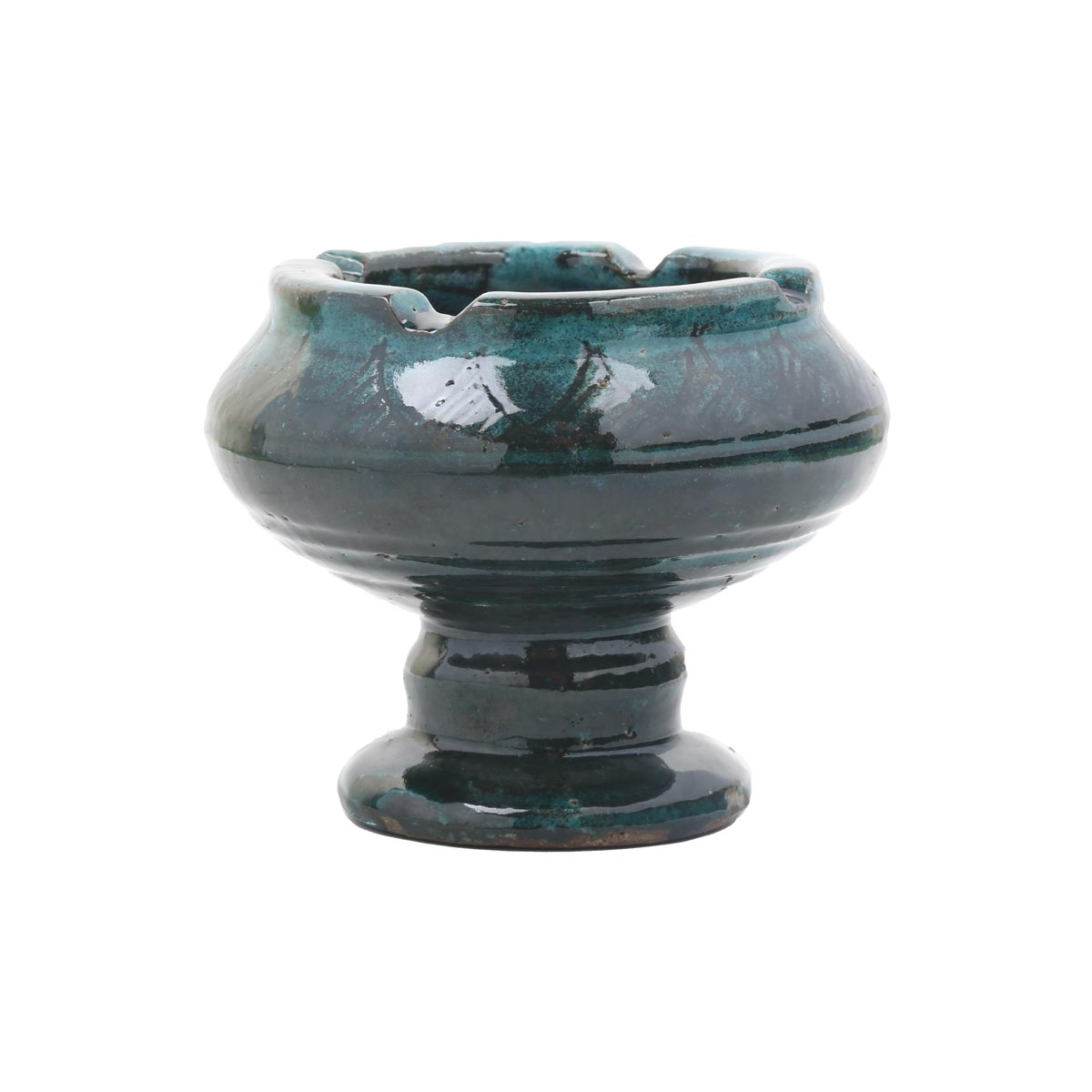 Green Ceramic Ash Tray | Handmade Rustic Ceramic Footed Ash Bowl