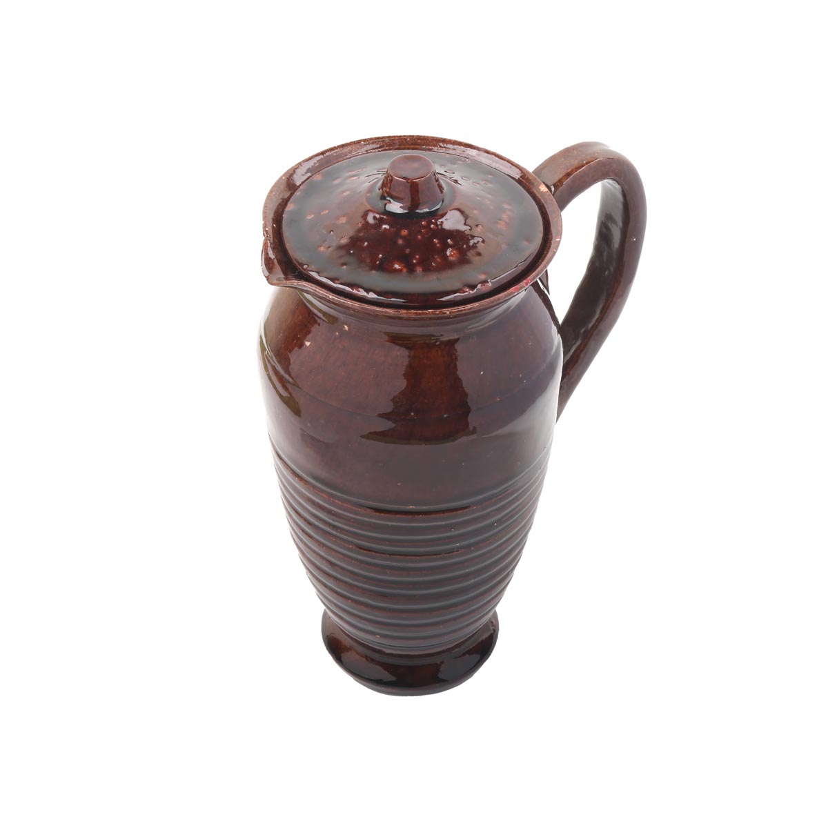 Chocolate Brown Ceramic Pot | Handmade Rustic Handled Pot