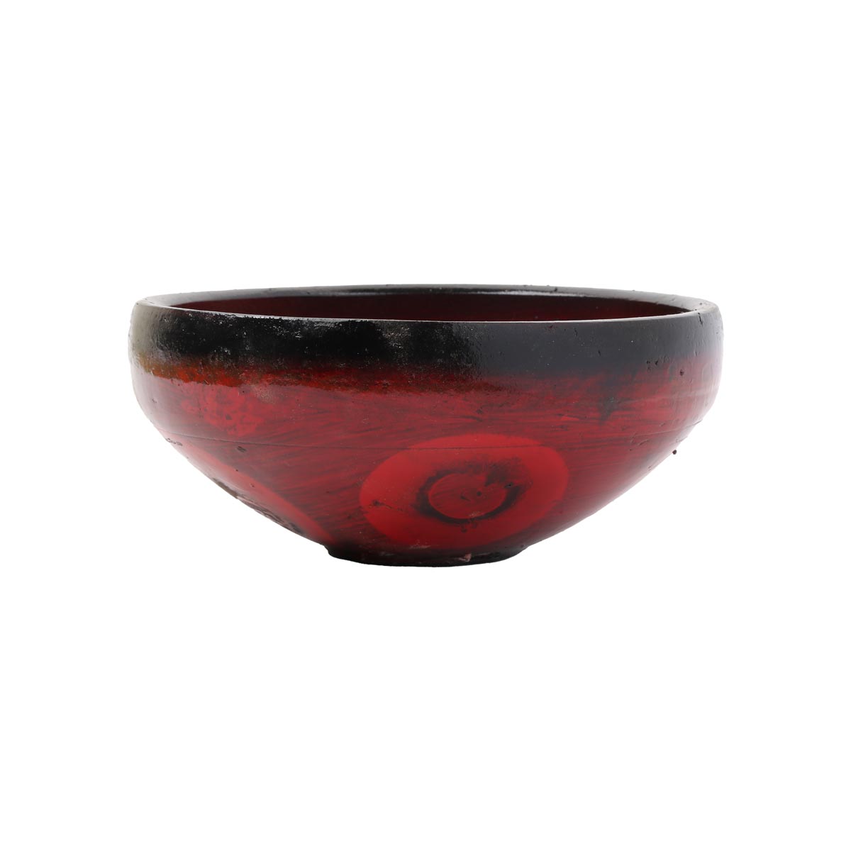 Black & Red Ceramic Bowl | Hand-Painted Rustic Bowl