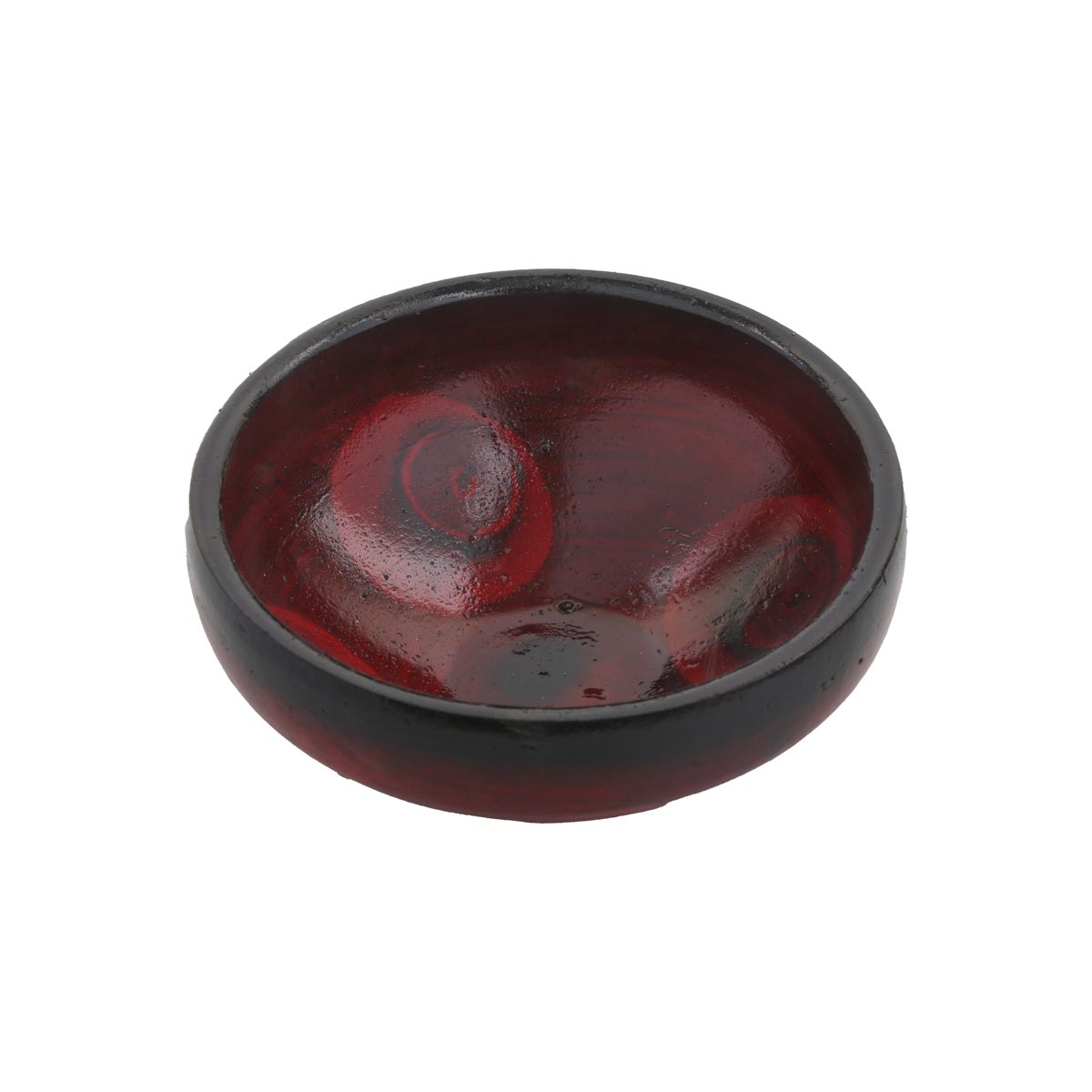 Black & Red Ceramic Bowl | Hand-Painted Rustic Bowl