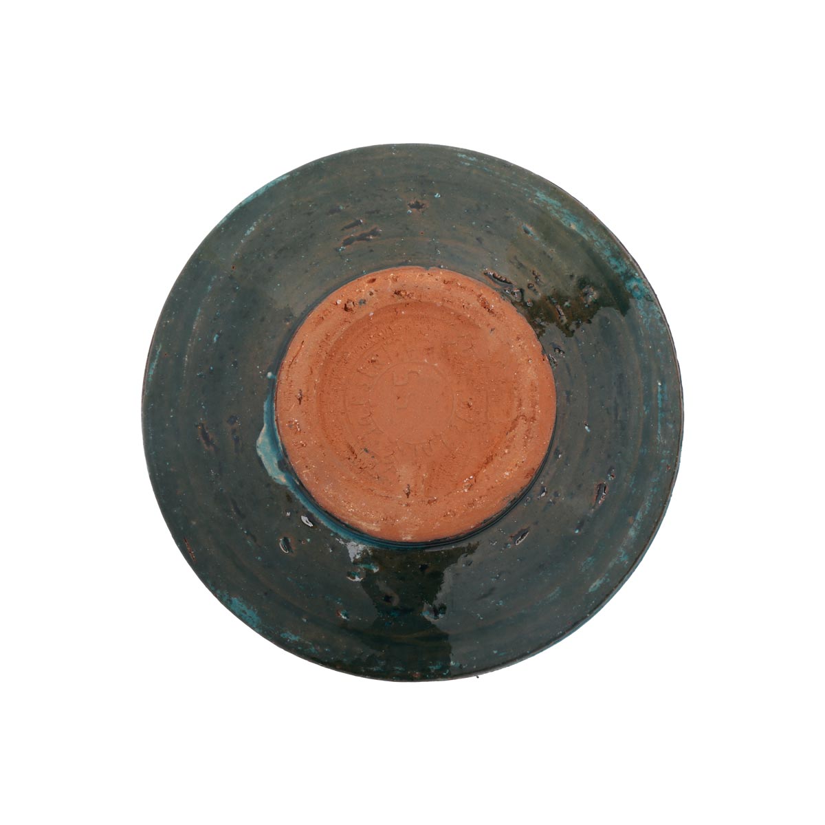 Green Ceramic Footed Saucer | Black Patterned Hand-Painted Saucer