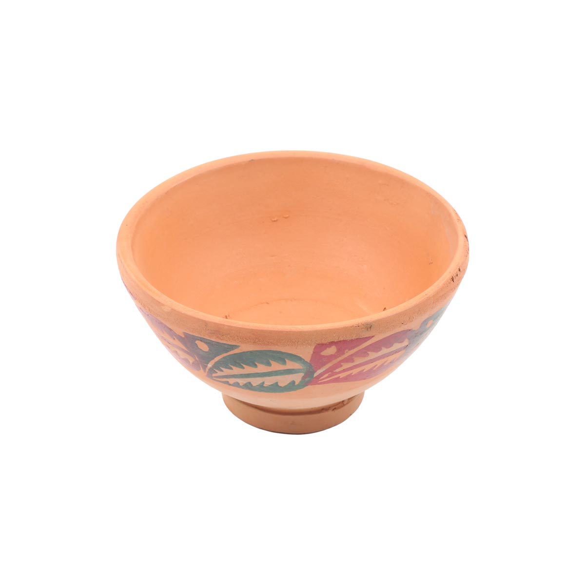 Brown Ceramic Small Footed Bowl | Petal Hand-Painted Clay Bowl