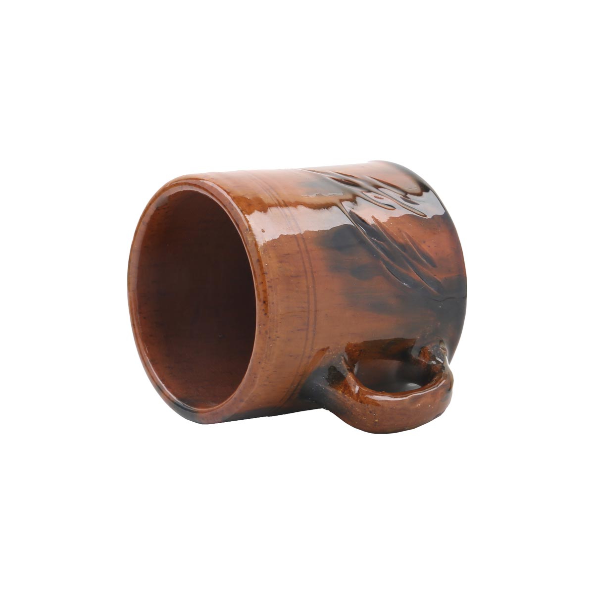 Brown Ceramic Coffee Glass | Petal Engraved Handmade Glass
