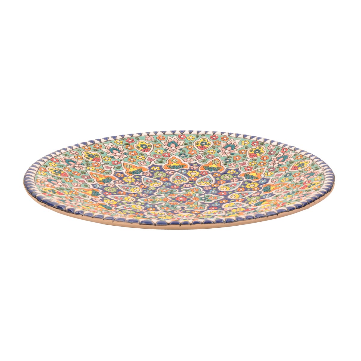 White Ceramic Flat Plate | Handmade Floral Patterned Plate