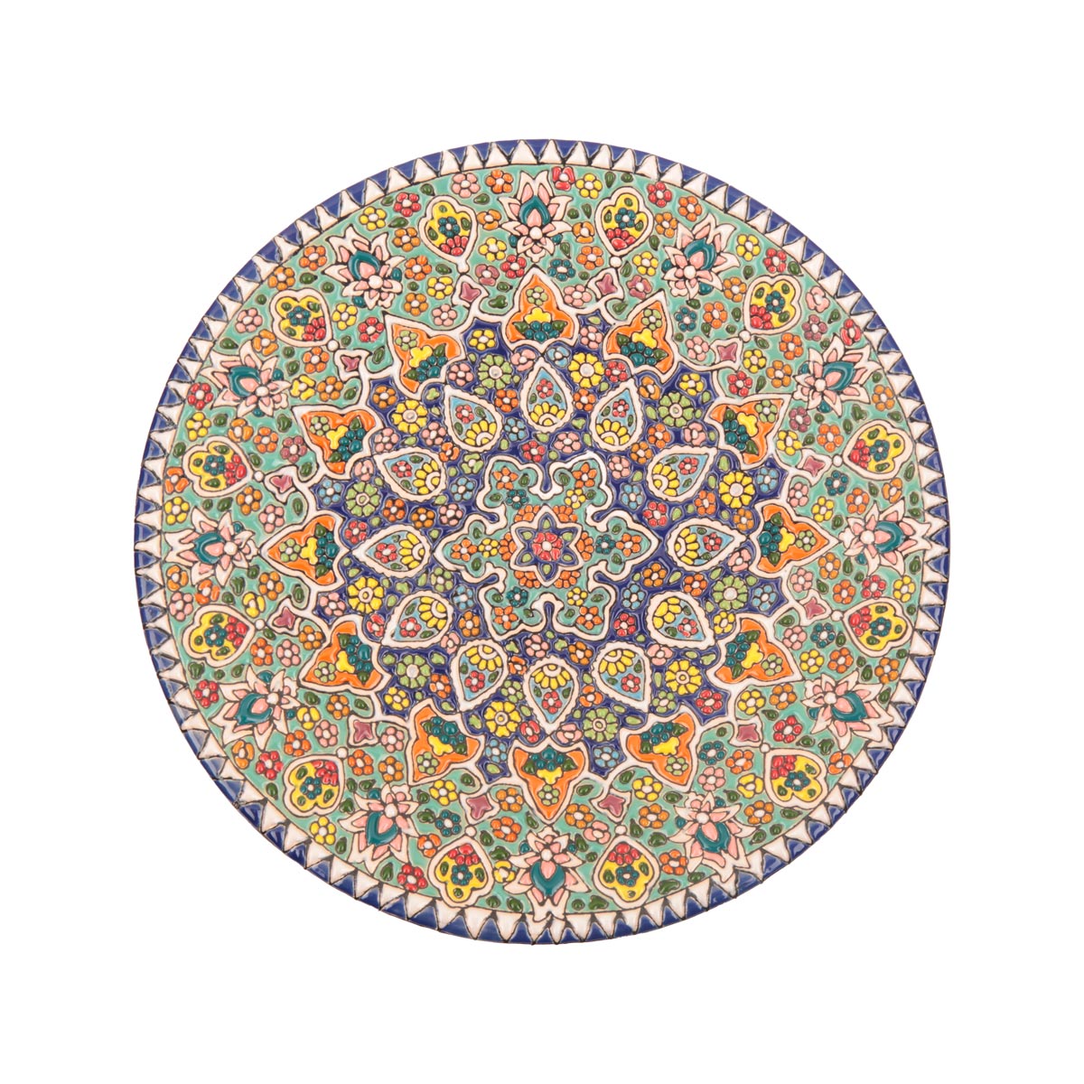 White Ceramic Flat Plate | Handmade Floral Patterned Plate