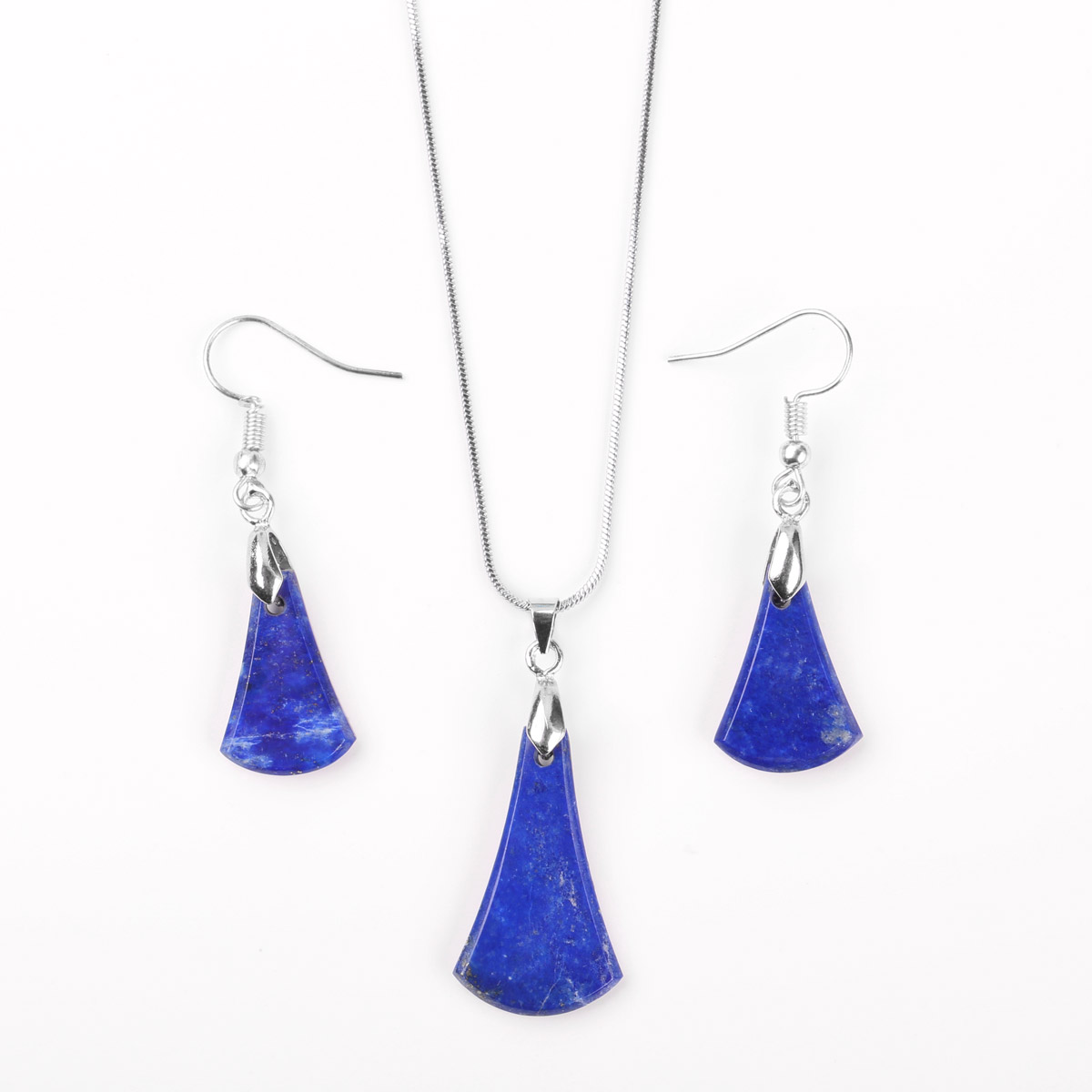 Teardrop Lapis Set | Silver Hook Earrings With Pendant