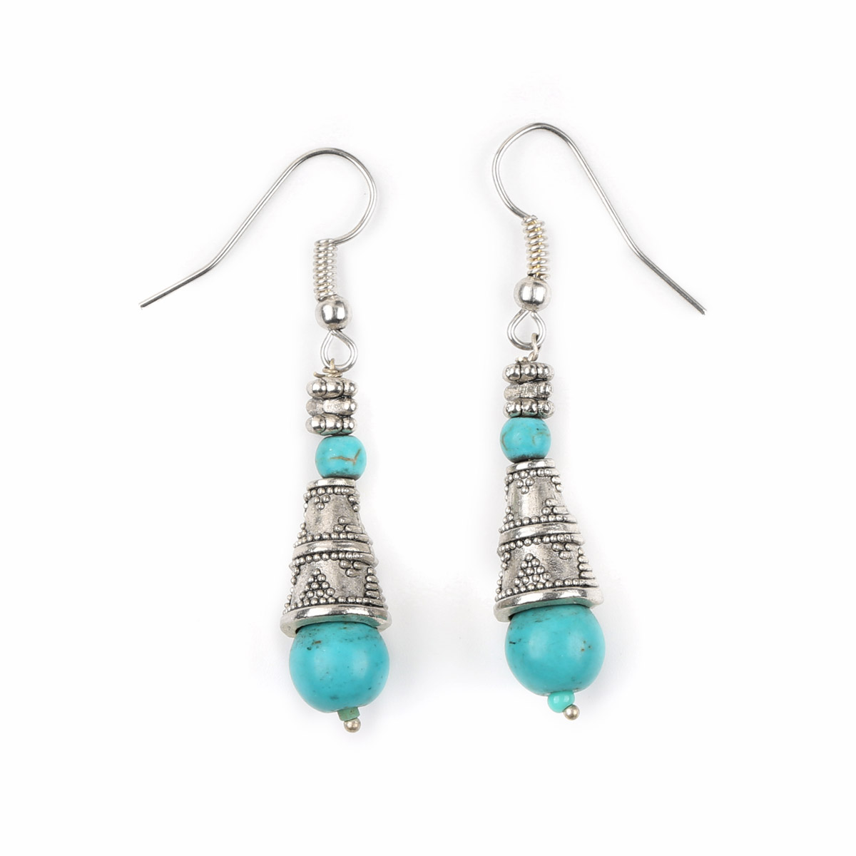 Turquoise Drop Earrings | Silver Dangle Earrings