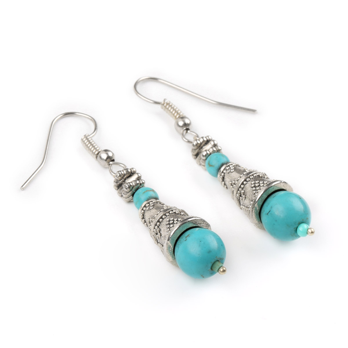 Turquoise Drop Earrings | Silver Dangle Earrings