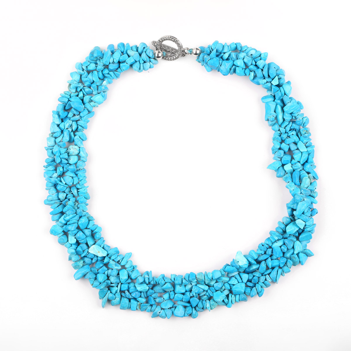 Blue Turquoise Set | Braided Choker With Hook Earrings and Bracelet