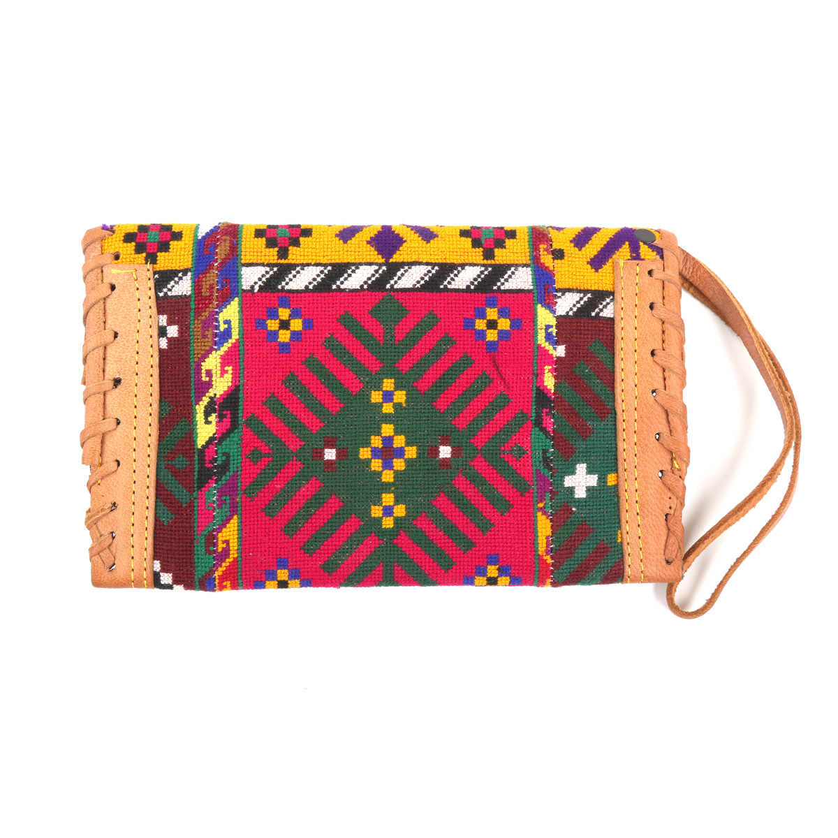 Flip Embroidered Handbag | Leather Clutch Purse