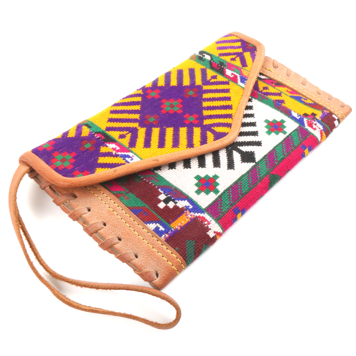 Flip Embroidered Handbag | Leather Clutch Purse