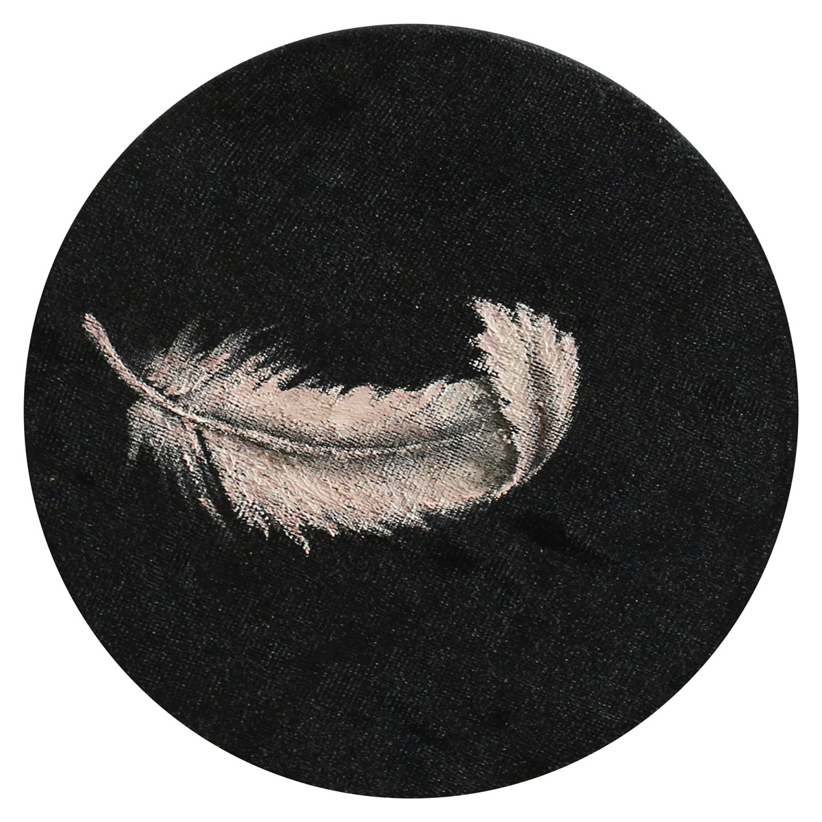 White Feather on Black Background Painting
