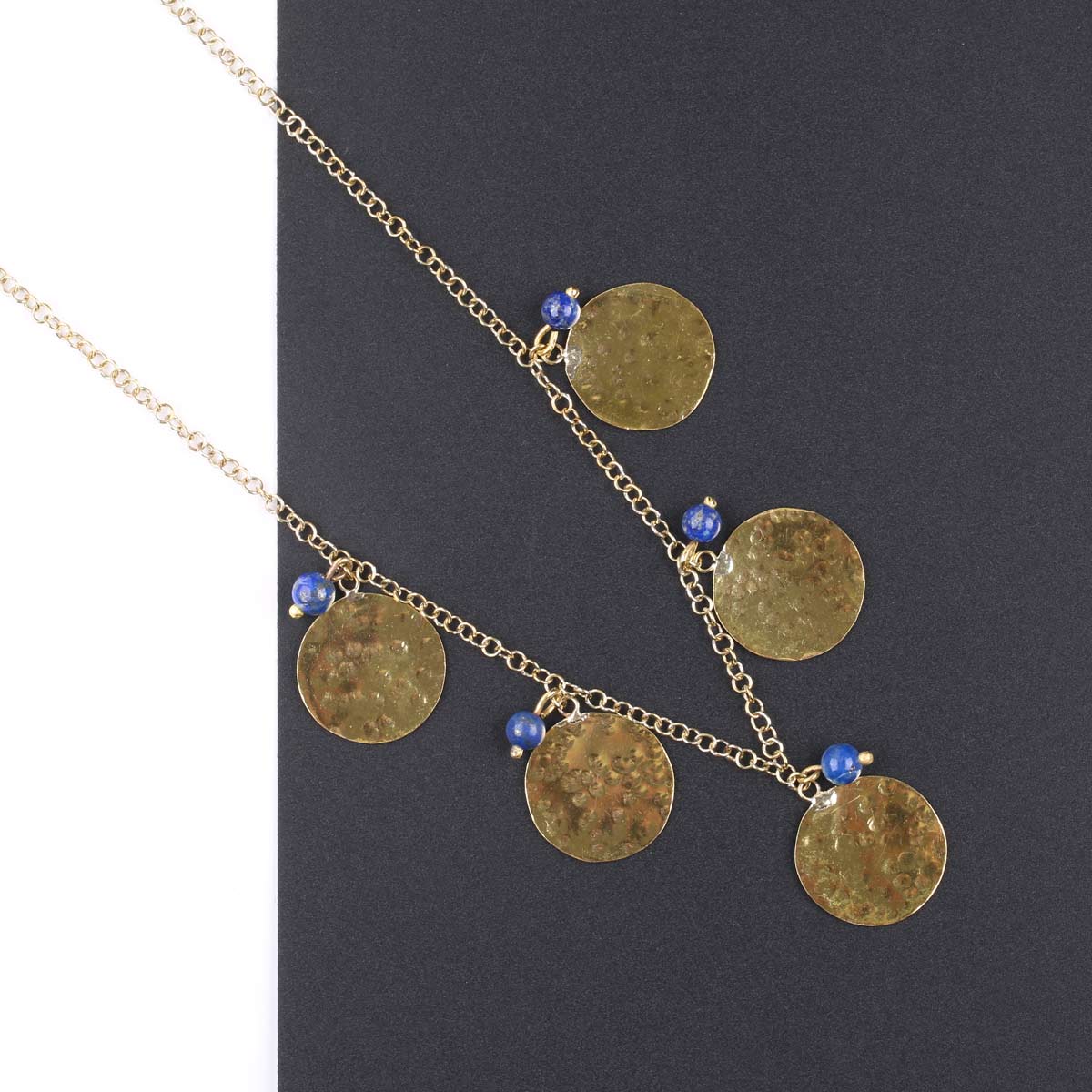 Golden Coin Necklace | Lapis Station Pendant