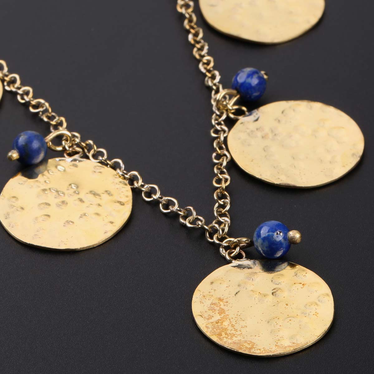 Golden Coin Necklace | Lapis Station Pendant