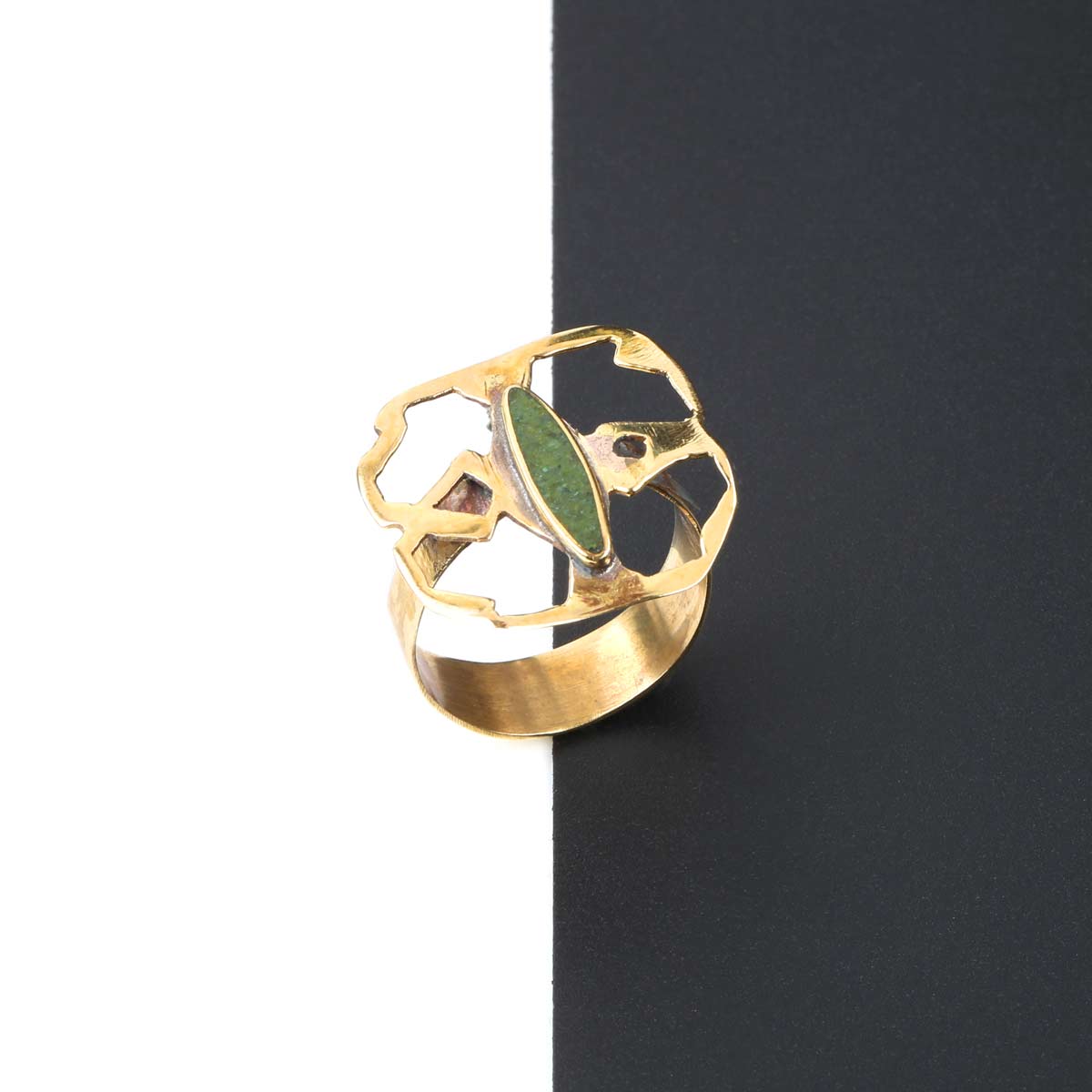 Chrysocolla Golden Ring | Bronze Flat Ring