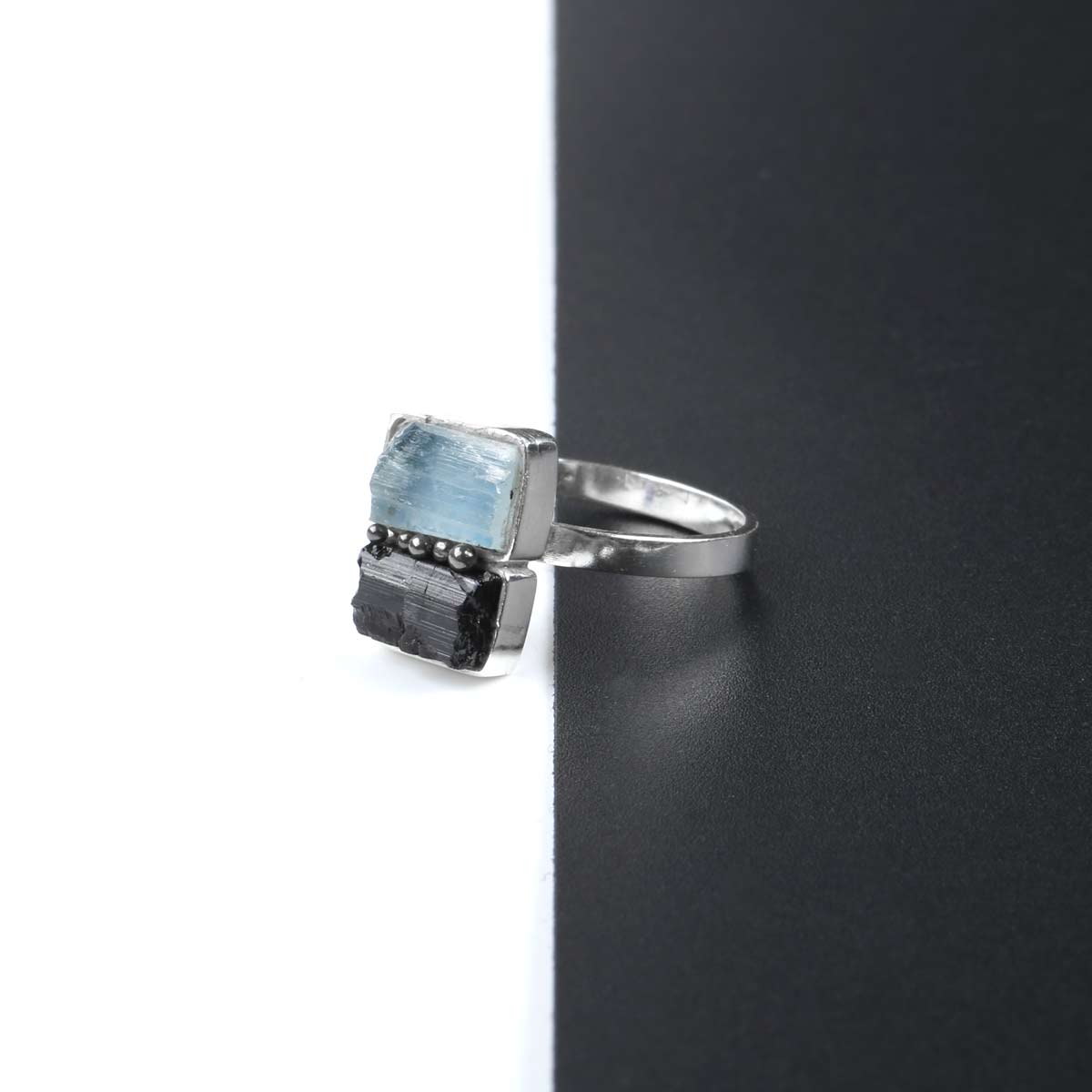 Two-Stone Ring | Silver Straight Ring