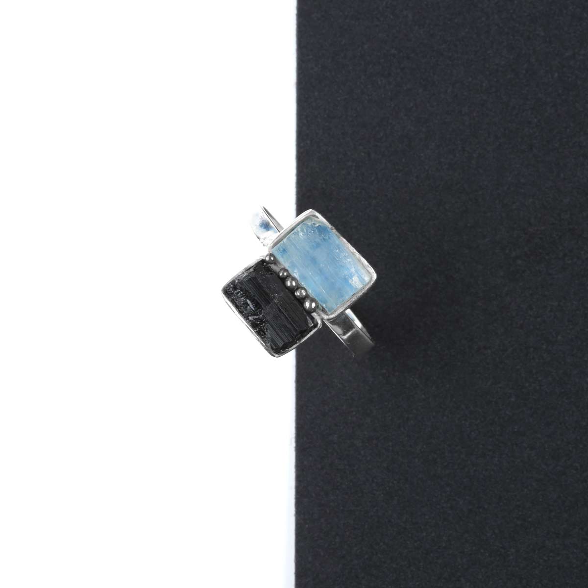 Two-Stone Ring | Silver Straight Ring