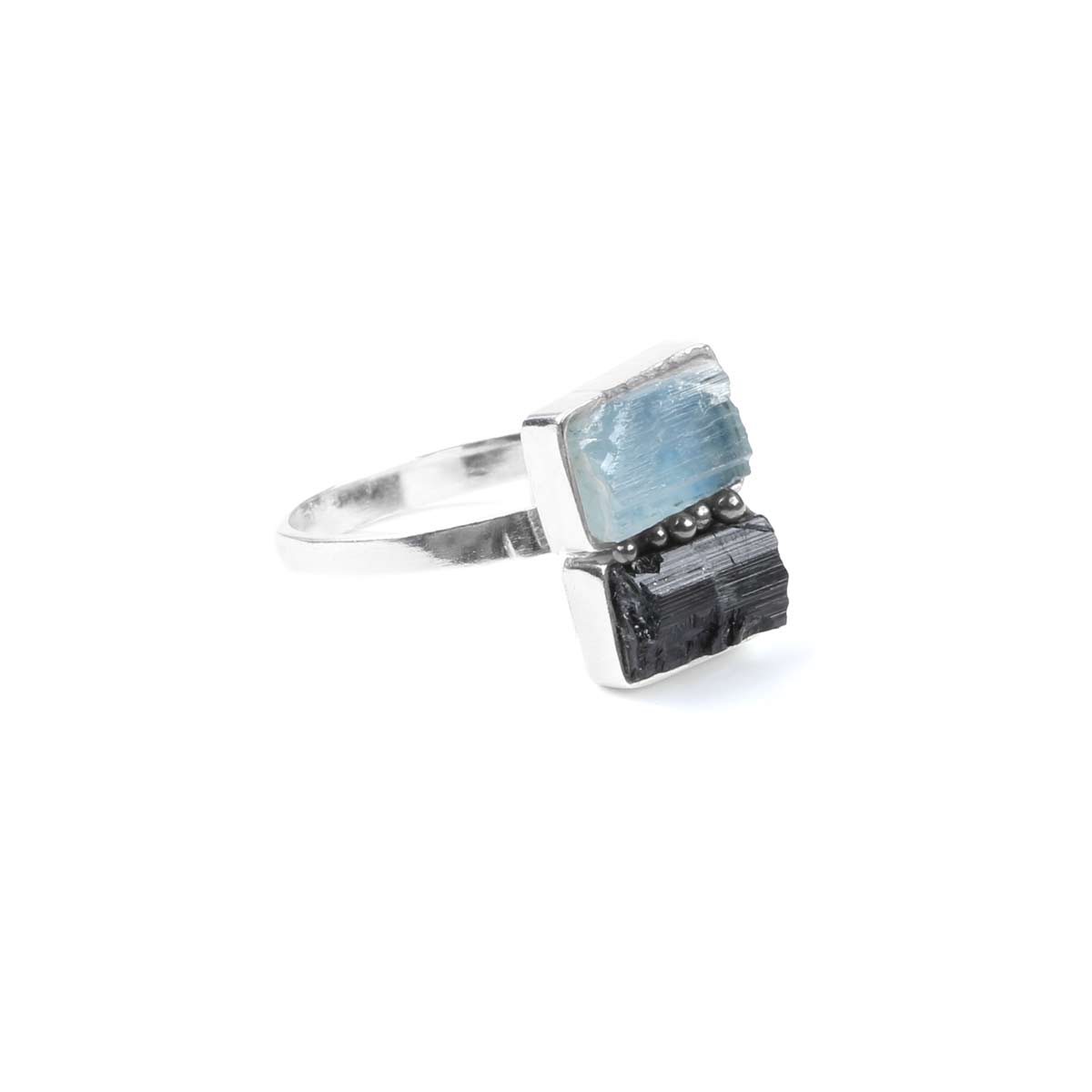 Two-Stone Ring | Silver Straight Ring