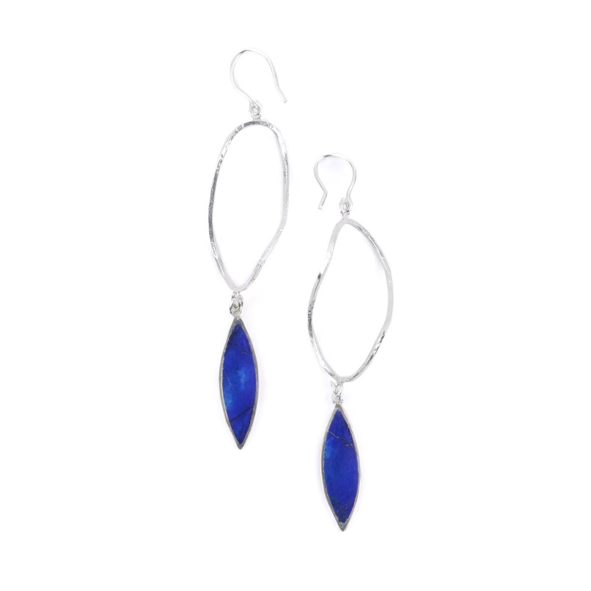 Lapis Stone Hook Earrings | Silver Dangle Earrings