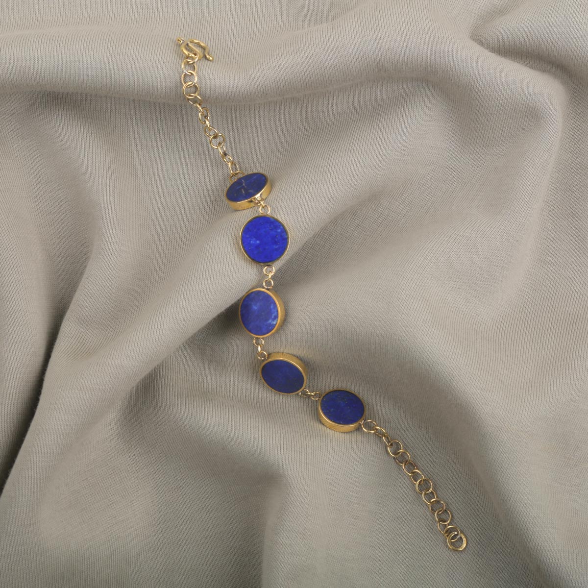 Gold-Plated Lapis Bracelet | Station Beaded Bracelet