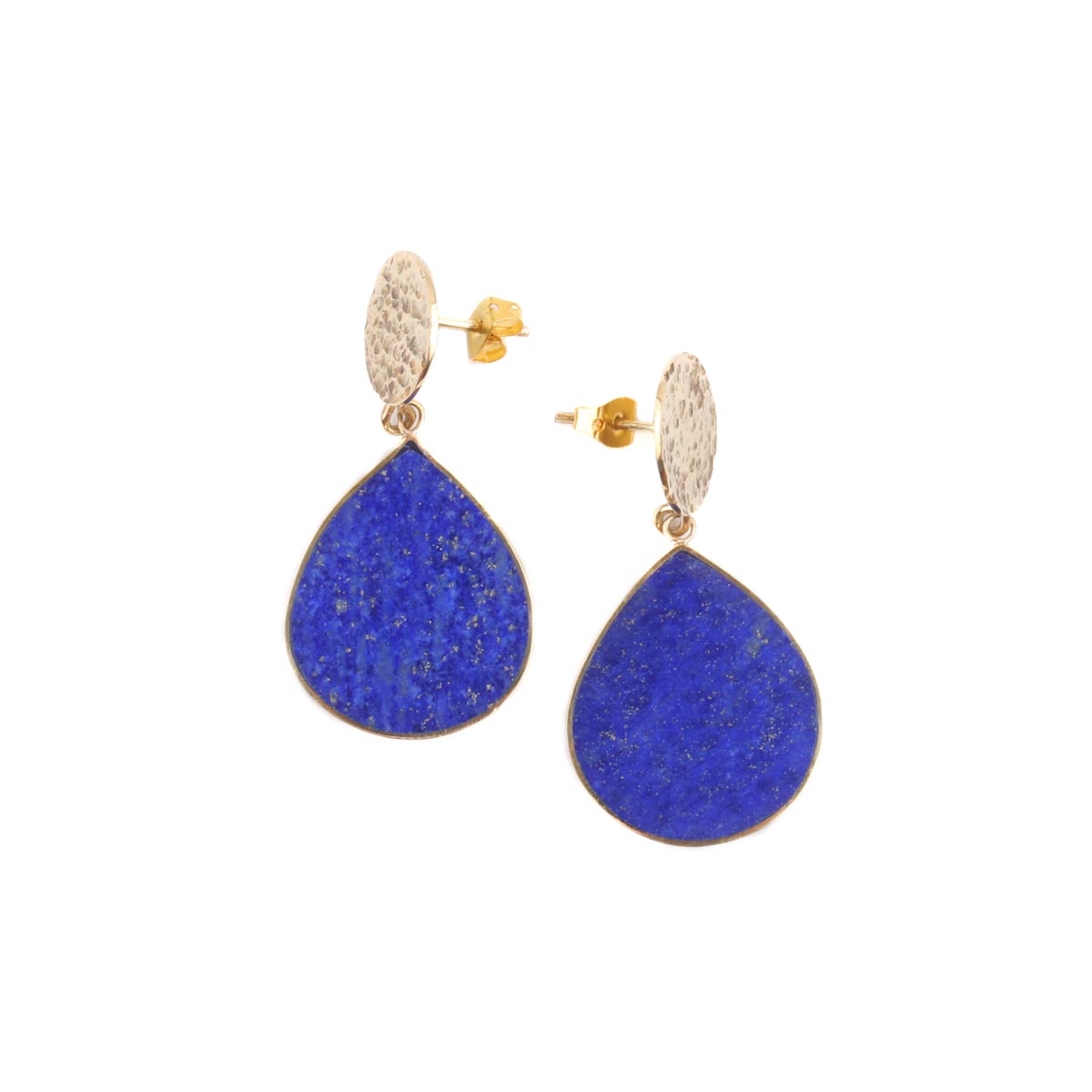 Lapis Lazuli Teardrop Studs | Gold-Plated Dangle Stud Earrings