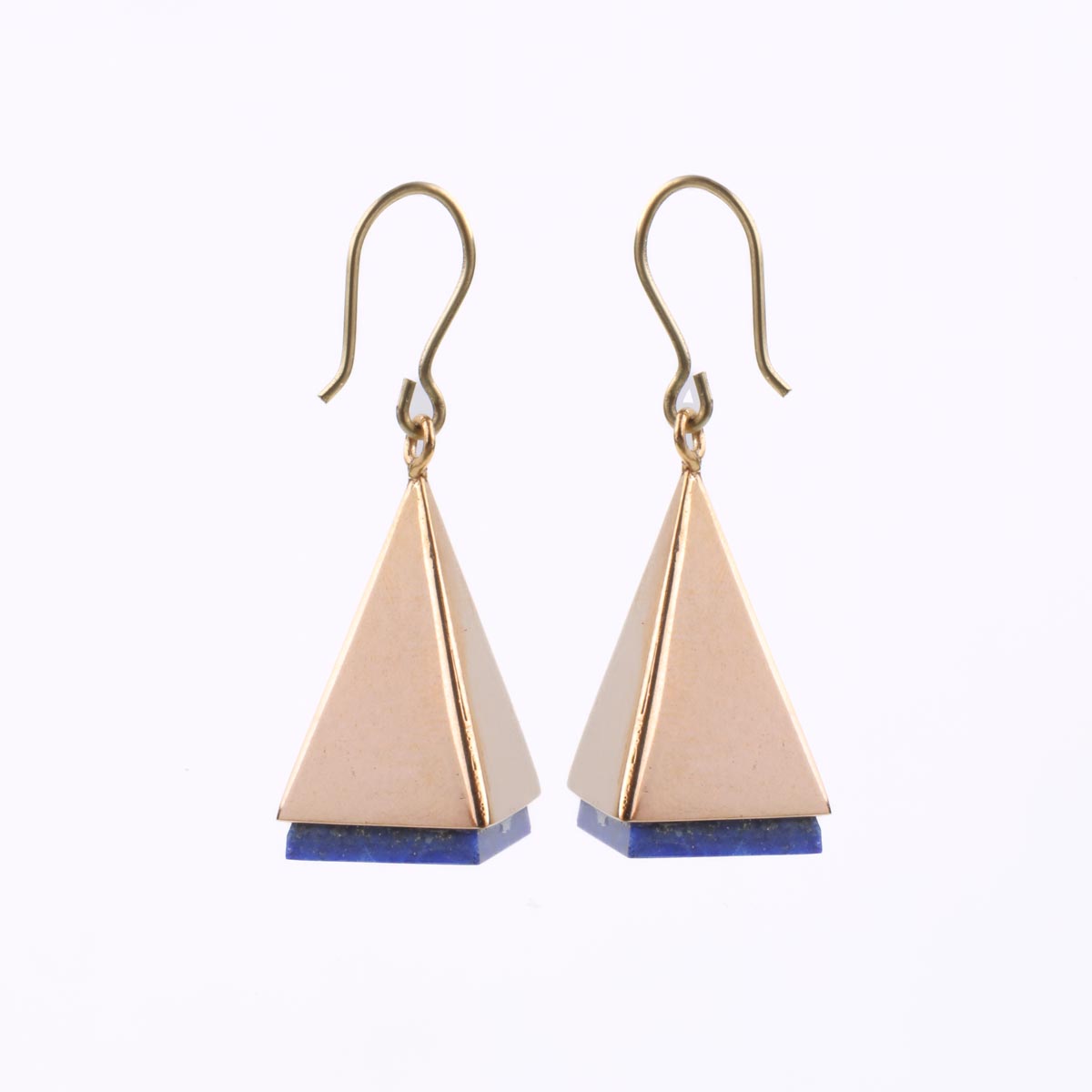 Lapis Lazuli Wire-Hook Earrings | Gold-Plated Triangle Earrings