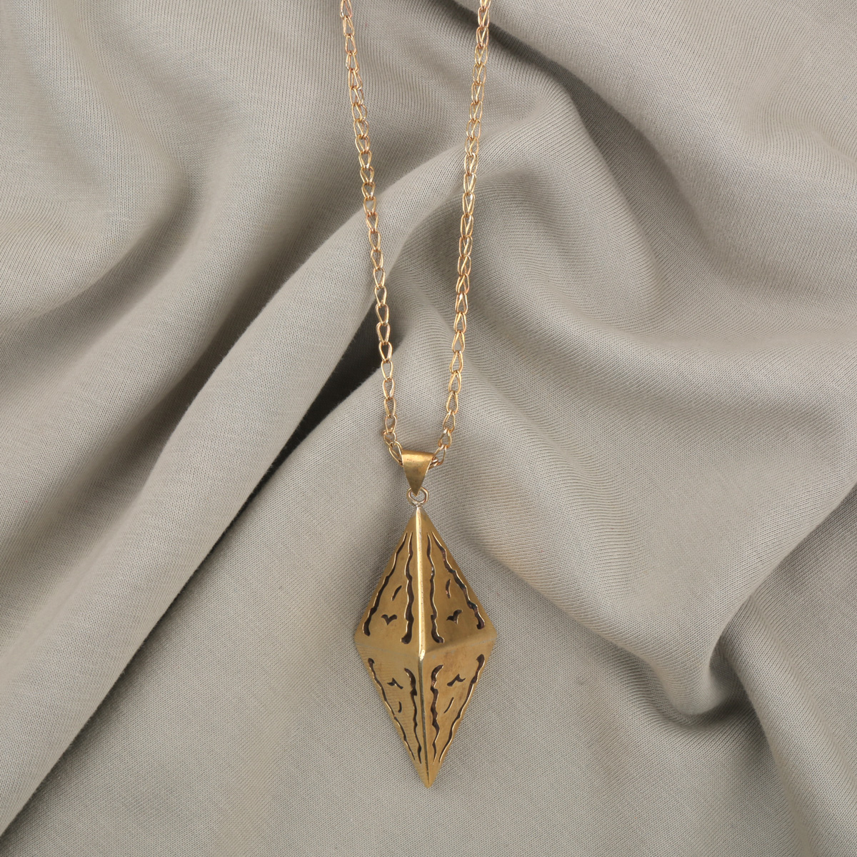 Gold-Plated Drop Necklace | Golden Marquise Pendant