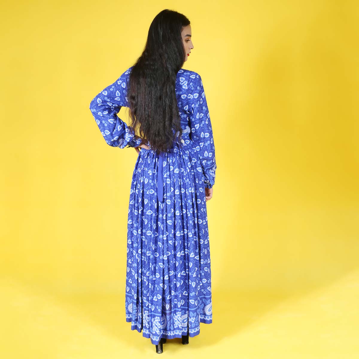 Blue Handmade Afghan Long Dress