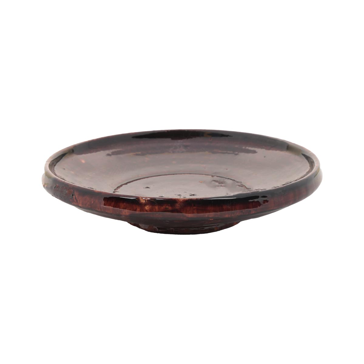 Dark Chocolate Footed Ceramic Plate | Handcrafted Rustic Bowl