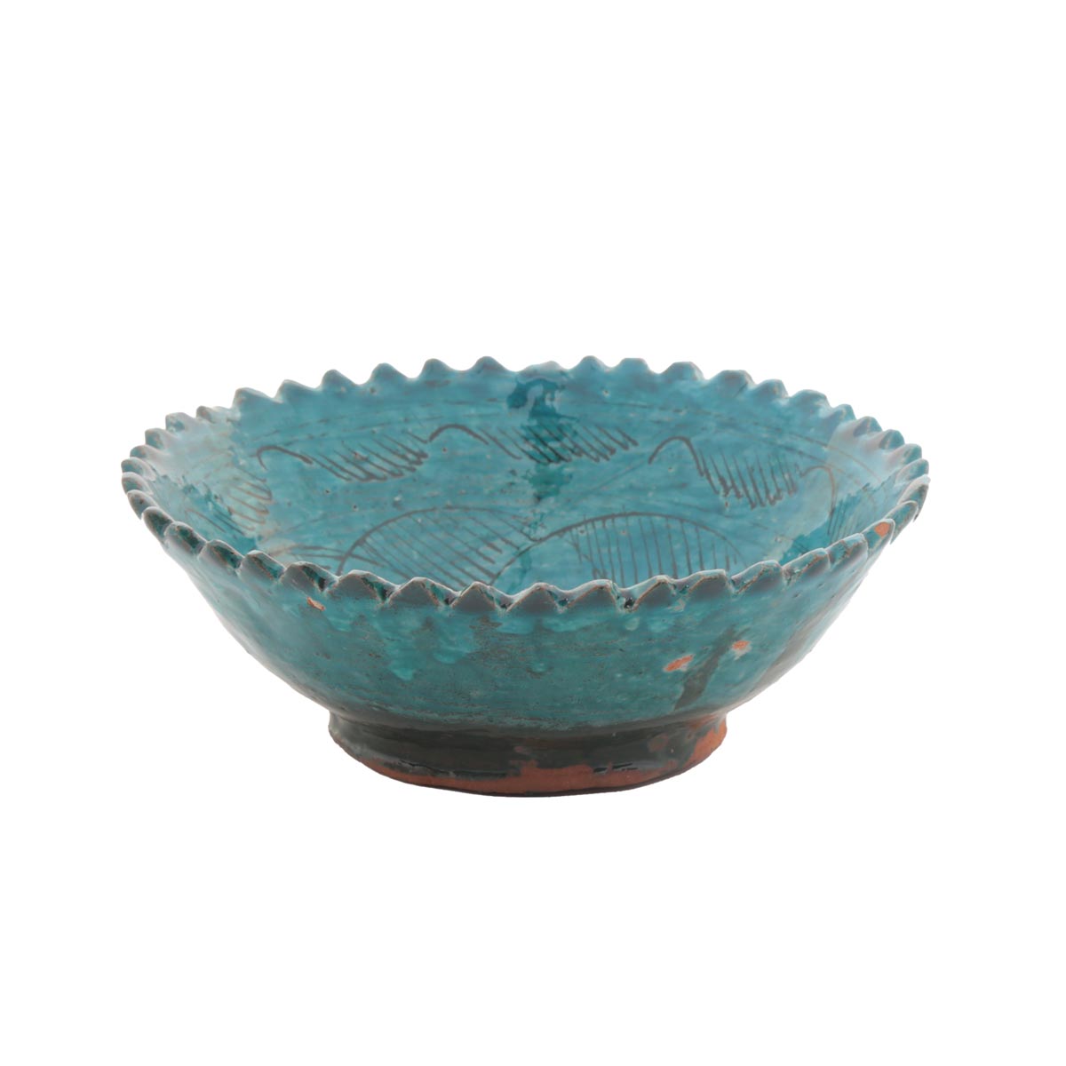 Turquoise Blue Footed Small Ceramic Bowl | Curled Elegance Handcrafted Ceramic Bowl