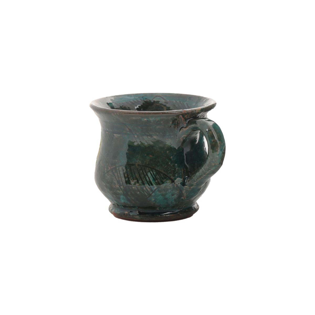 Green Ceramic Combo Set of Teapot & Cup | Floral Hand-Painted Rustic Teapot & Cup Set