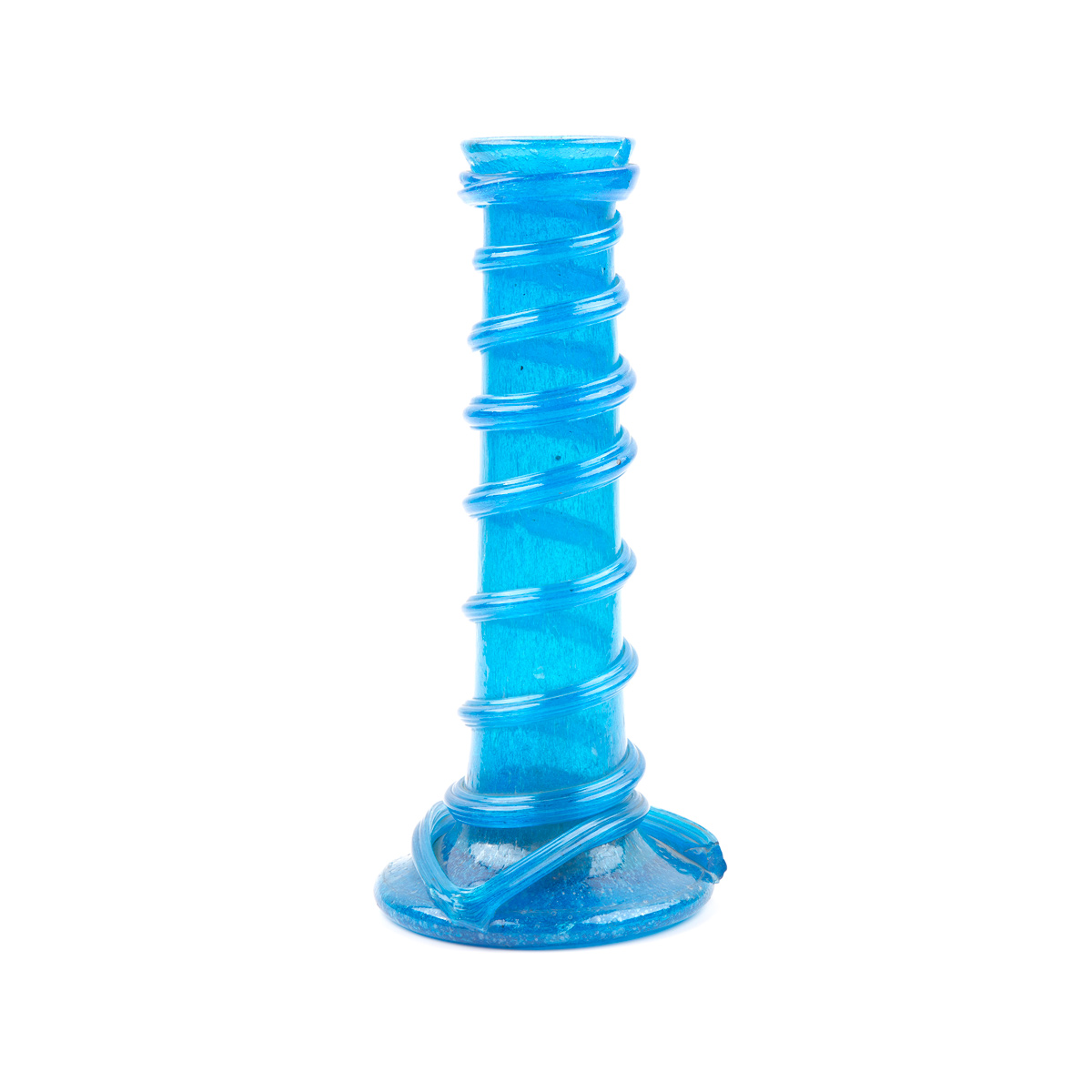 Blue Cylinder Handmade Candle Pot | Glass Candle Stand