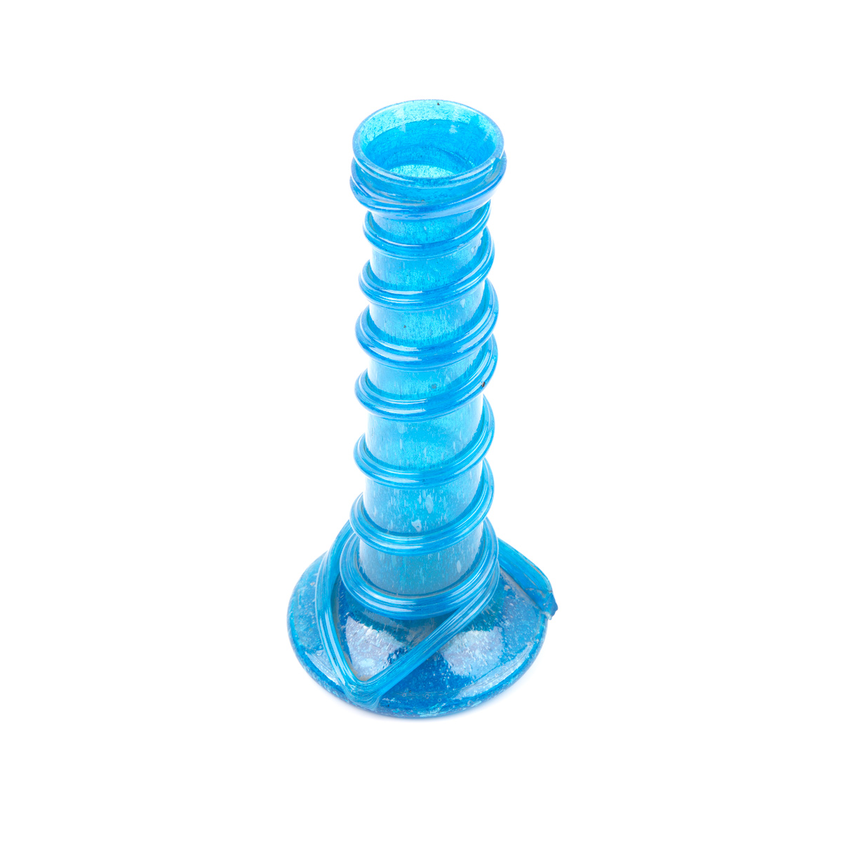 Blue Cylinder Handmade Candle Pot | Glass Candle Stand