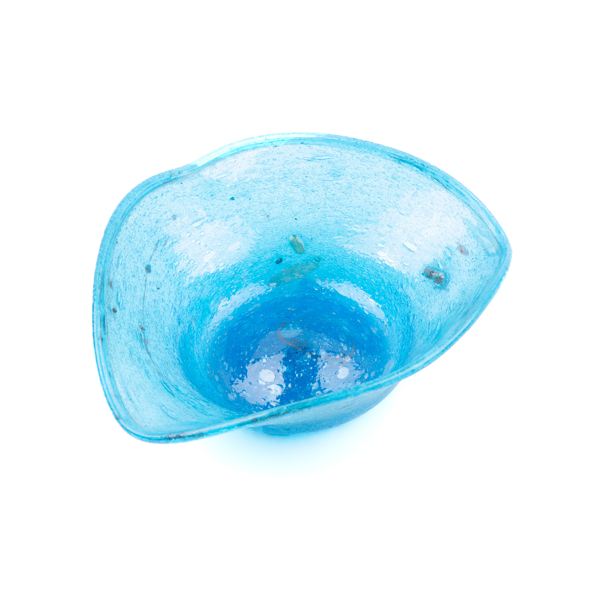 Handcrafted Blue Glass Flower Pot | Glass Bowl Vase for Flowers