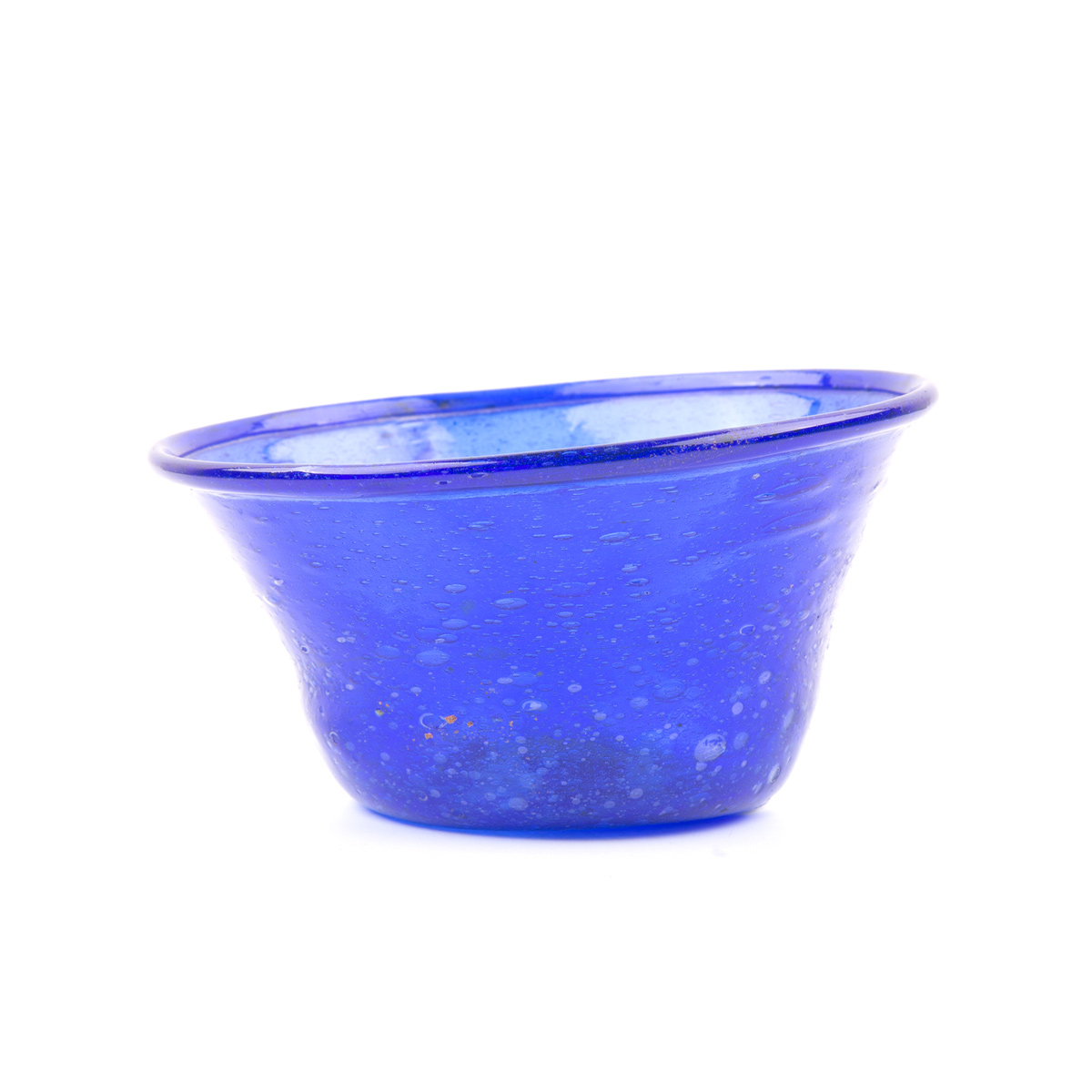 Dark Blue Handcrafted Glass Flower Pot | Small Glass Bowl Vase for Flowers
