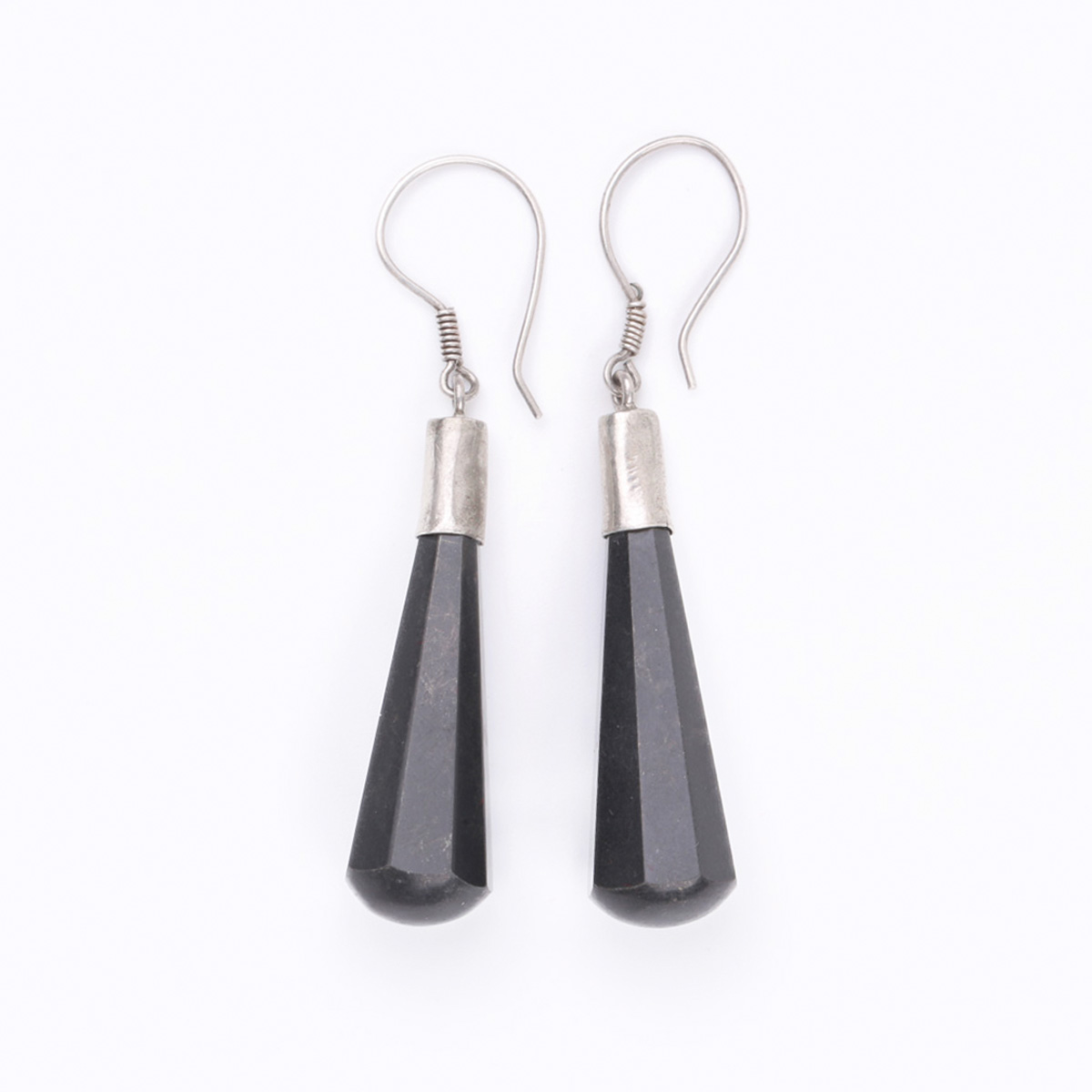 Black Agate Earrings | Dangle Silver Earrings