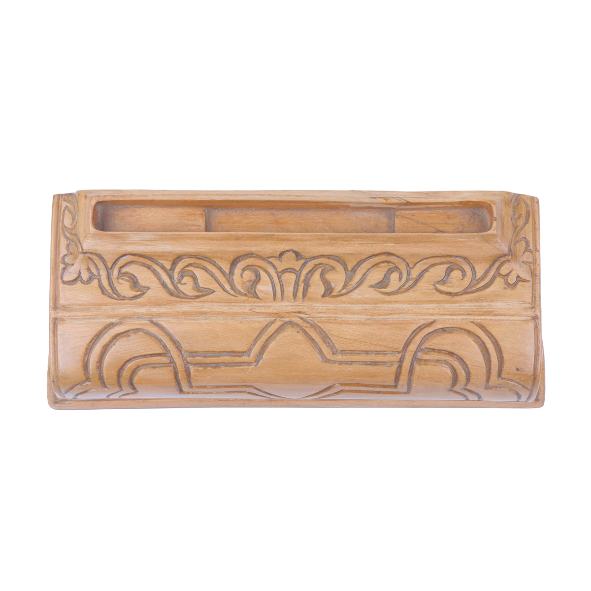 Cedar Wooden Photo Stand | Rectangle Engraved Pen Stand