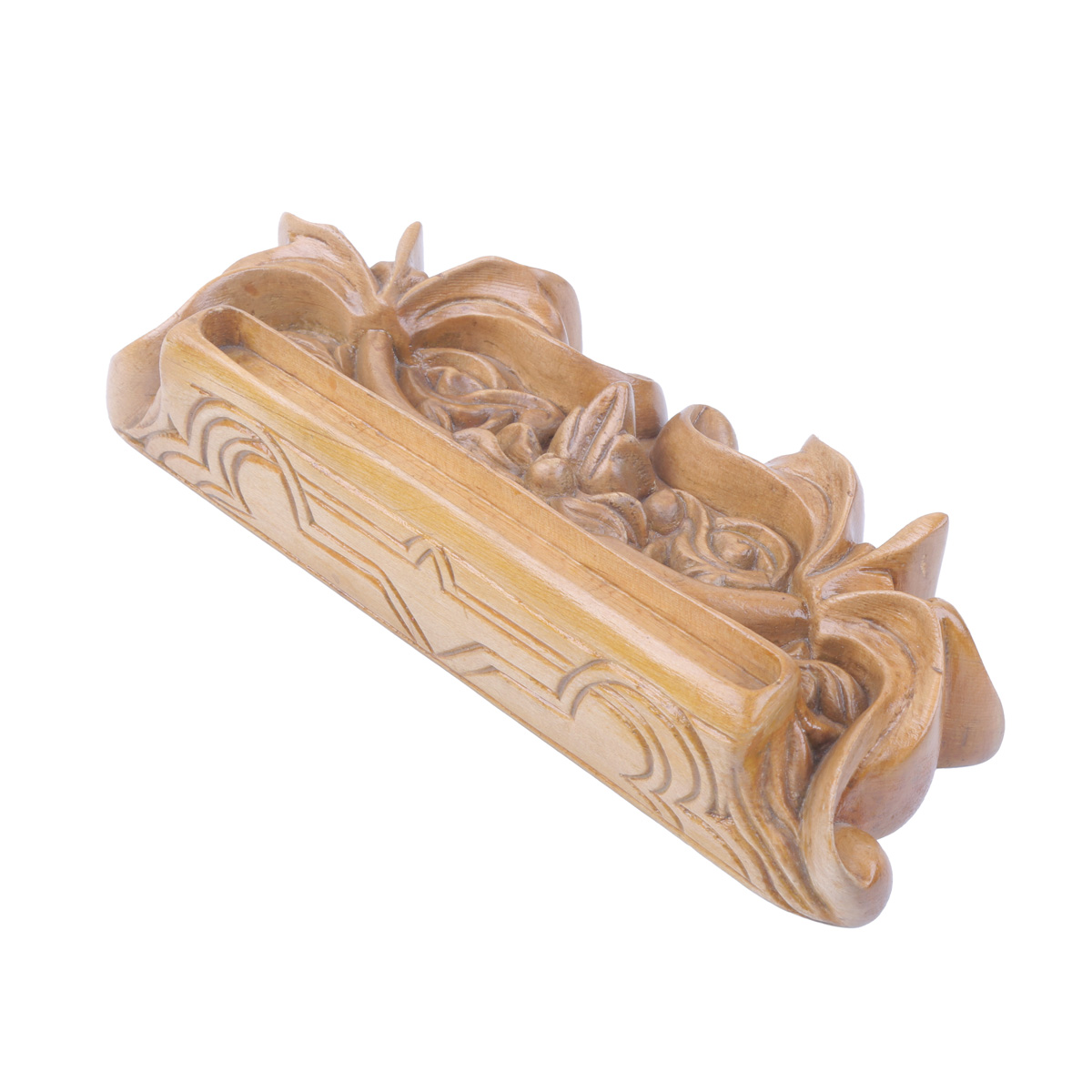 Cedar Floral Carved Photo Stand | Rectangle Wooden Stand
