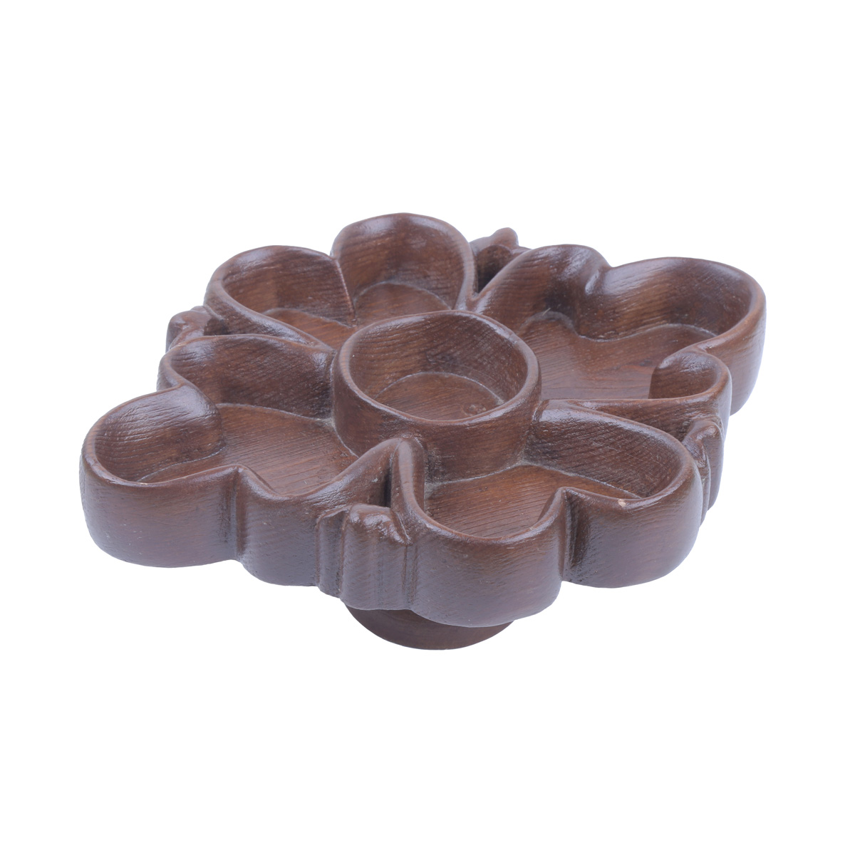 Plane tree Wooden Dry Fruit Dish | Floral Footted Dry Fuirt Plate