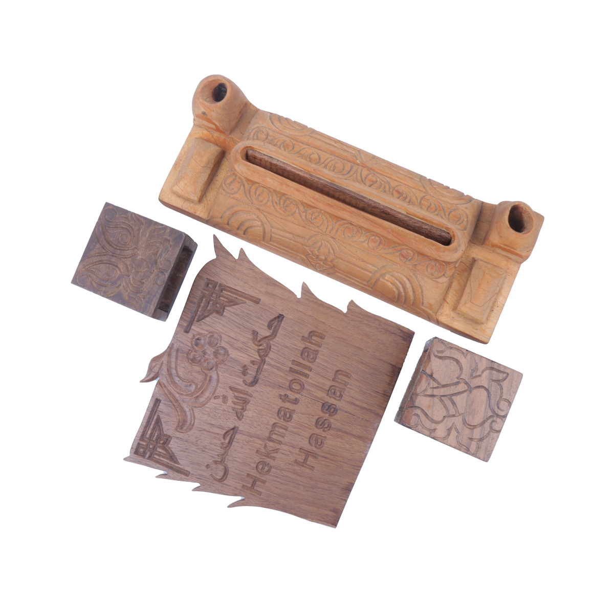 Cedar & Walnut Name Stand | Wooden Desk Name Stand