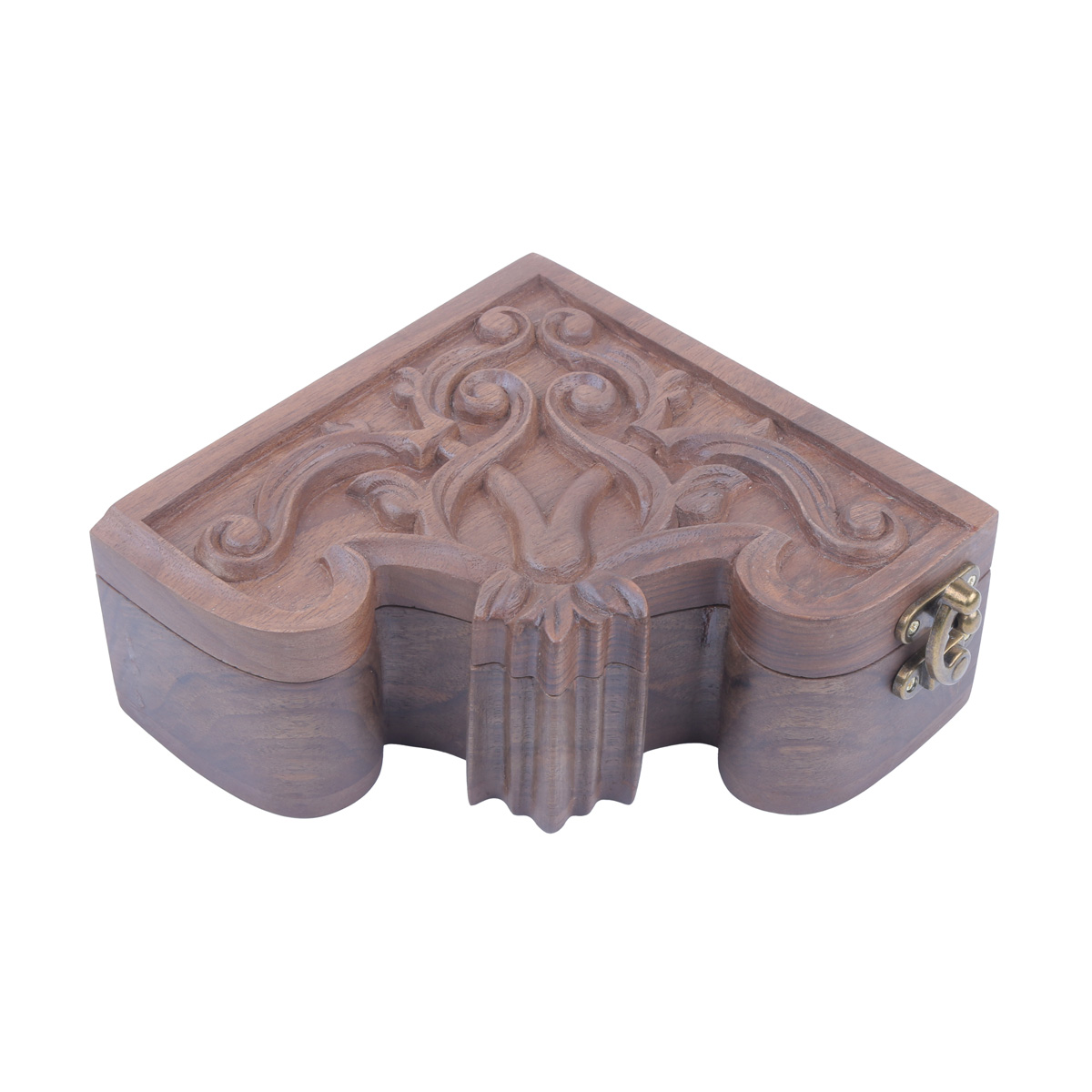 Walnut Engraved Jewel Box | Triangle Carved Gift Box
