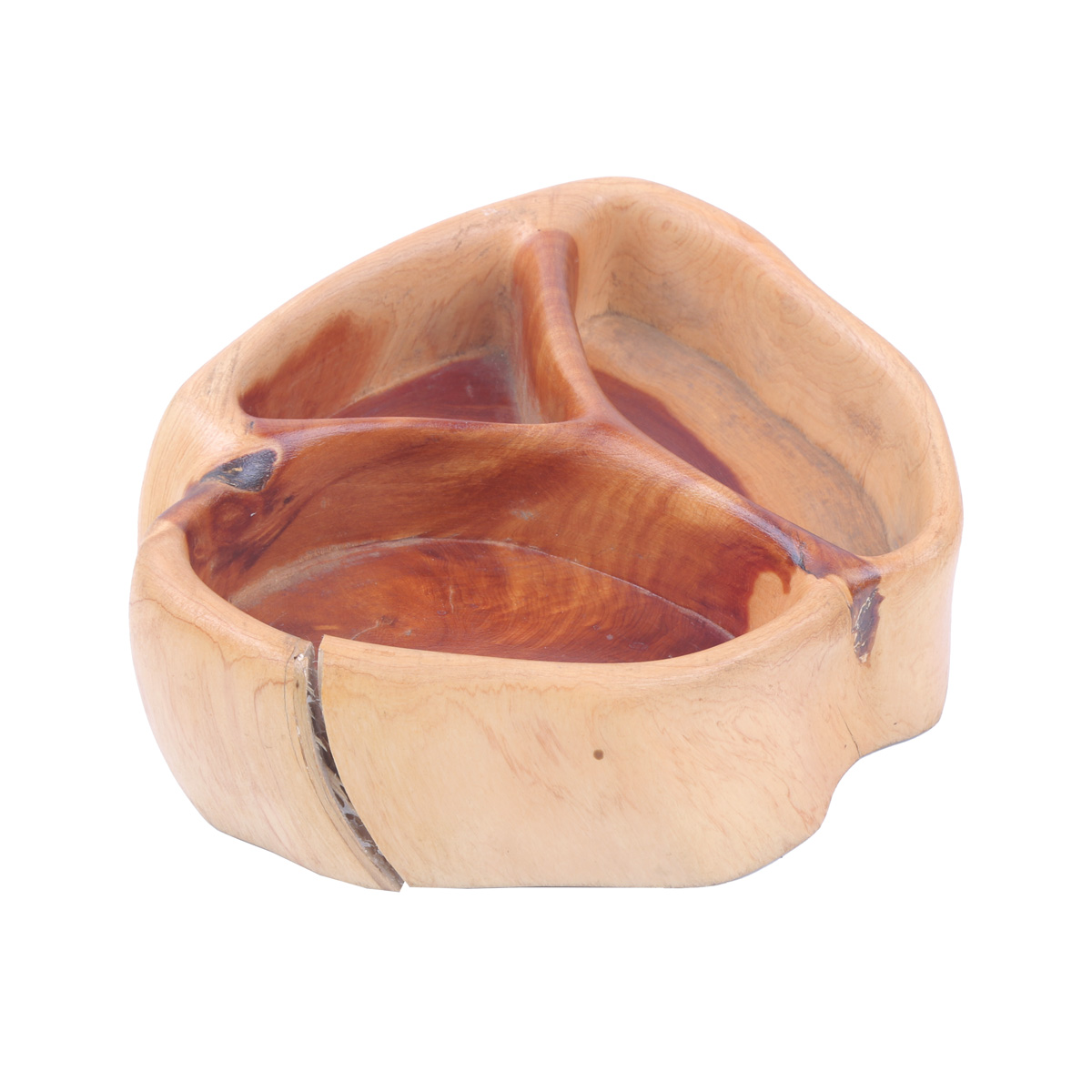 Cedar Three-Portion Dry Fruit Dish | Wooden Mini Candy Dish